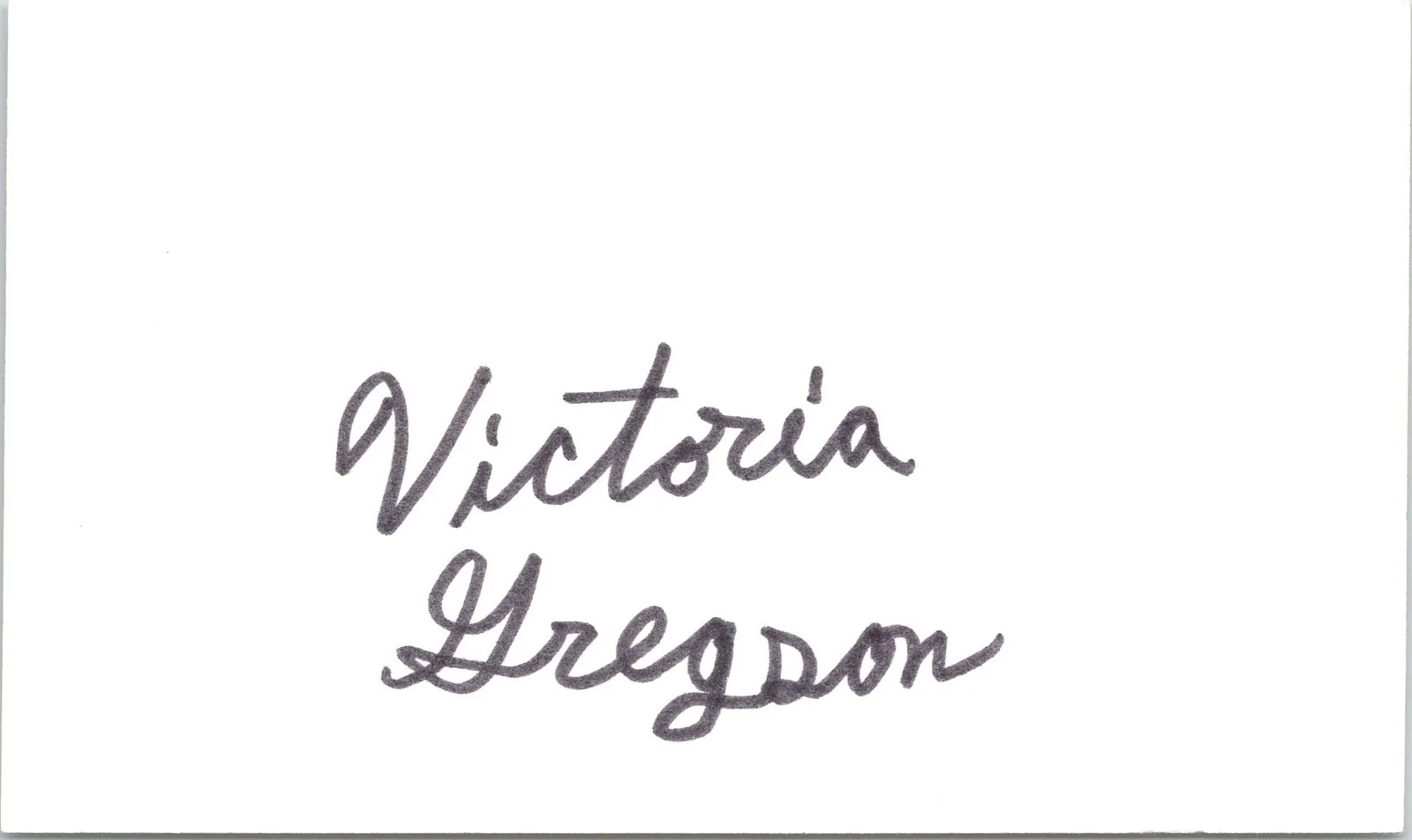 Victoria Gregson — Victoria Gregson Signed 3x5 Index Card Mad City Autographed