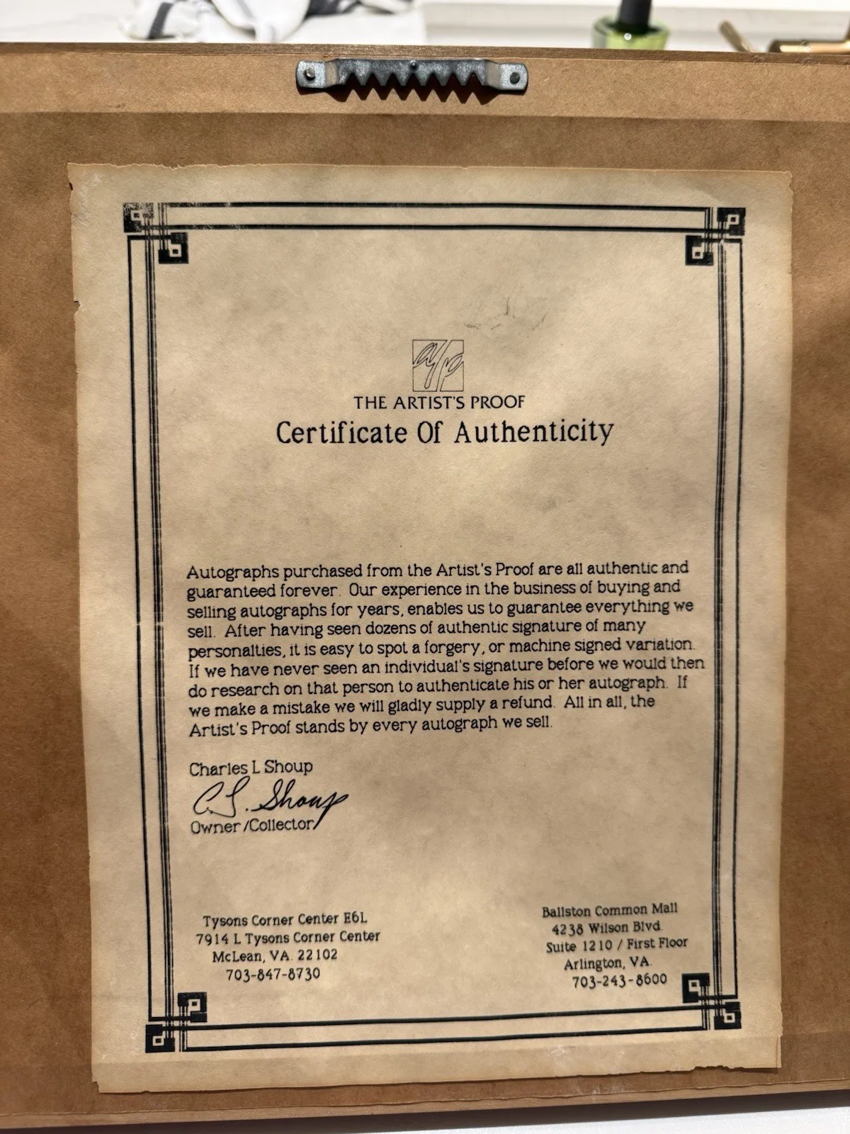 C.L. Shoup — Framed Autographed Photograph by C.L. Shoup with Certificate & Artist's Proof, image 5