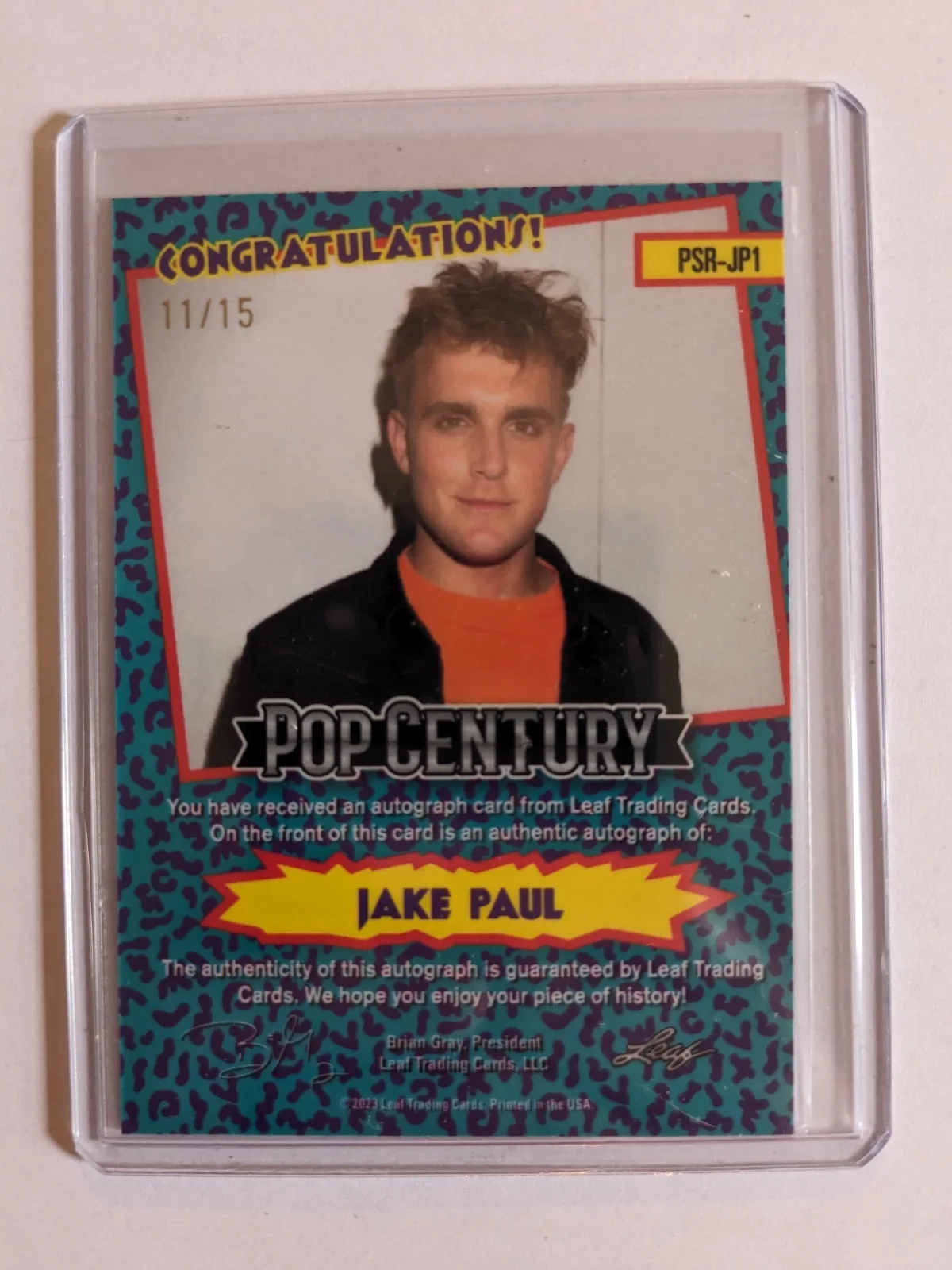 Jake Paul — JAKE PAUL AUTO 2023 LEAF POP CENTURY Pro Set Raps You Tube Boxing # 11/15, изображение 2