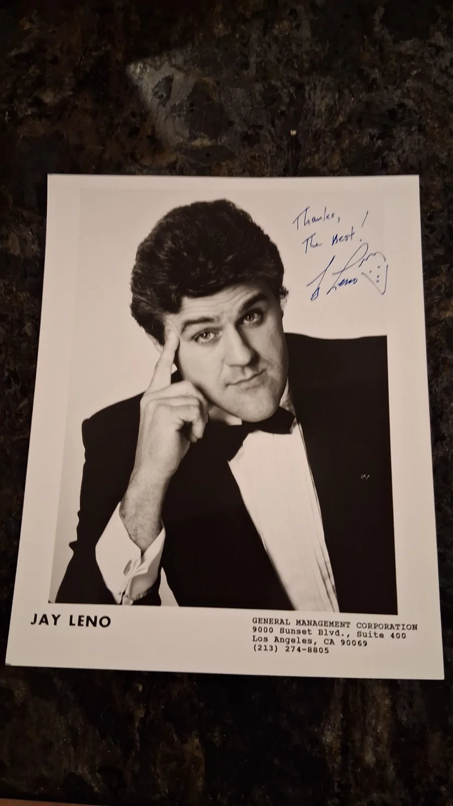 Jay Leno — Jay Leno signed B&W 8x10 photo, image 3