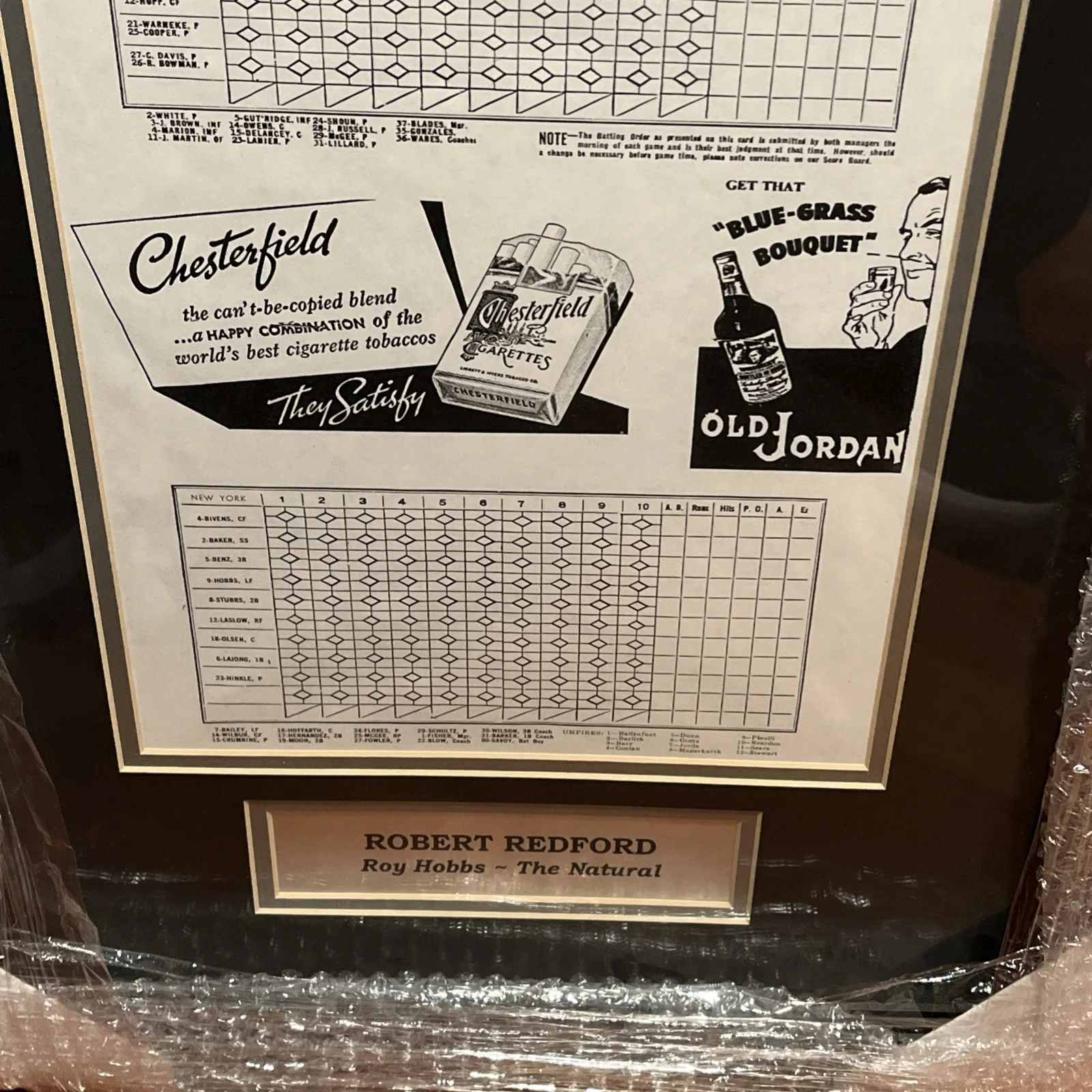 Robert Redford — ROBERT REDFORD Signed ￼The Natural autograph 8x10 Framed Score Sheet JSA 30x26, image 3