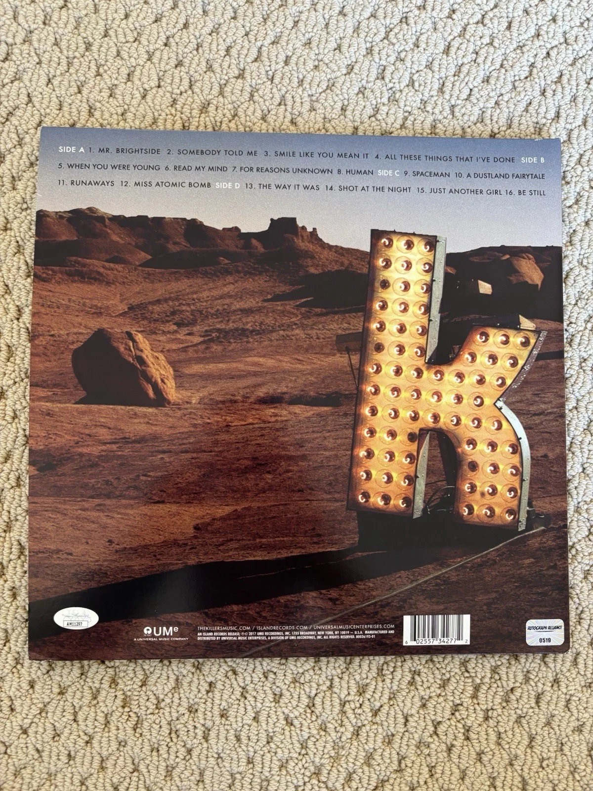 Brandon Flowers Signed The Killers Direct Hits Vinyl Record JSA Authentic Auto, image 3