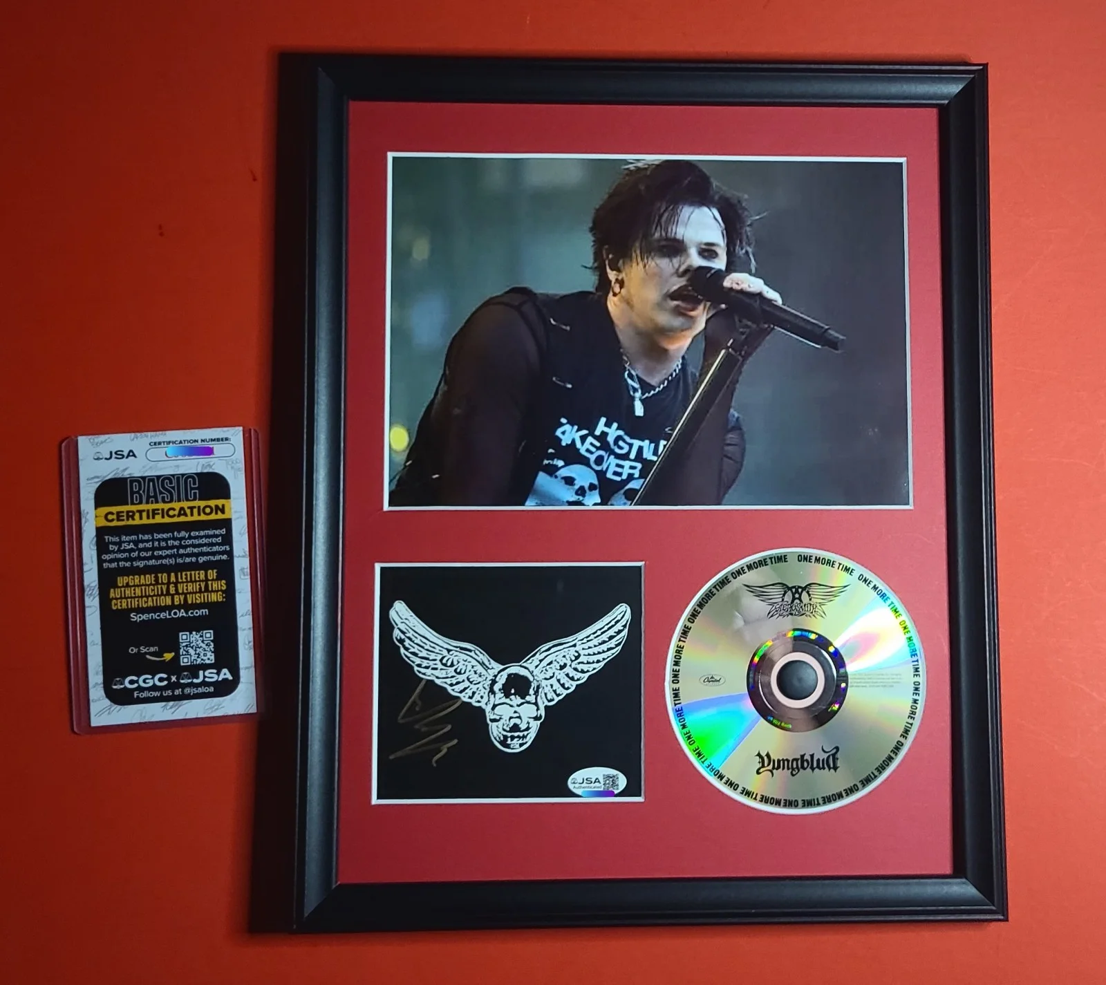 YUNGBLUD SIGNED ONE MORE TIME CD STEVEN TYLER AEROSMITH FRAMED DISPLAY W/JSA, image 2