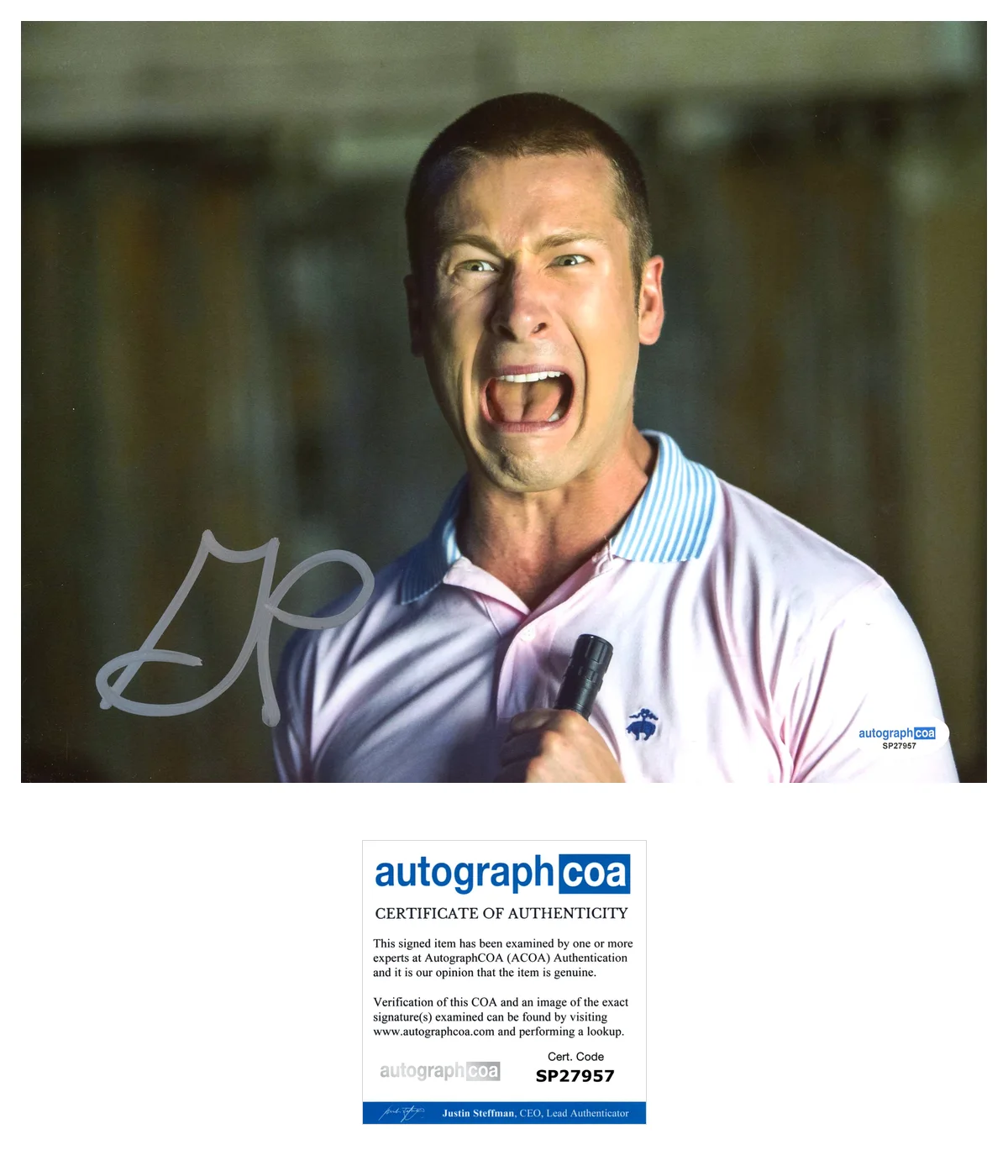 Glen Powell — Glen Powell 'Scream Queens’ Signed Autograph 8x10 Photo 'Chad Radwell' ACOA