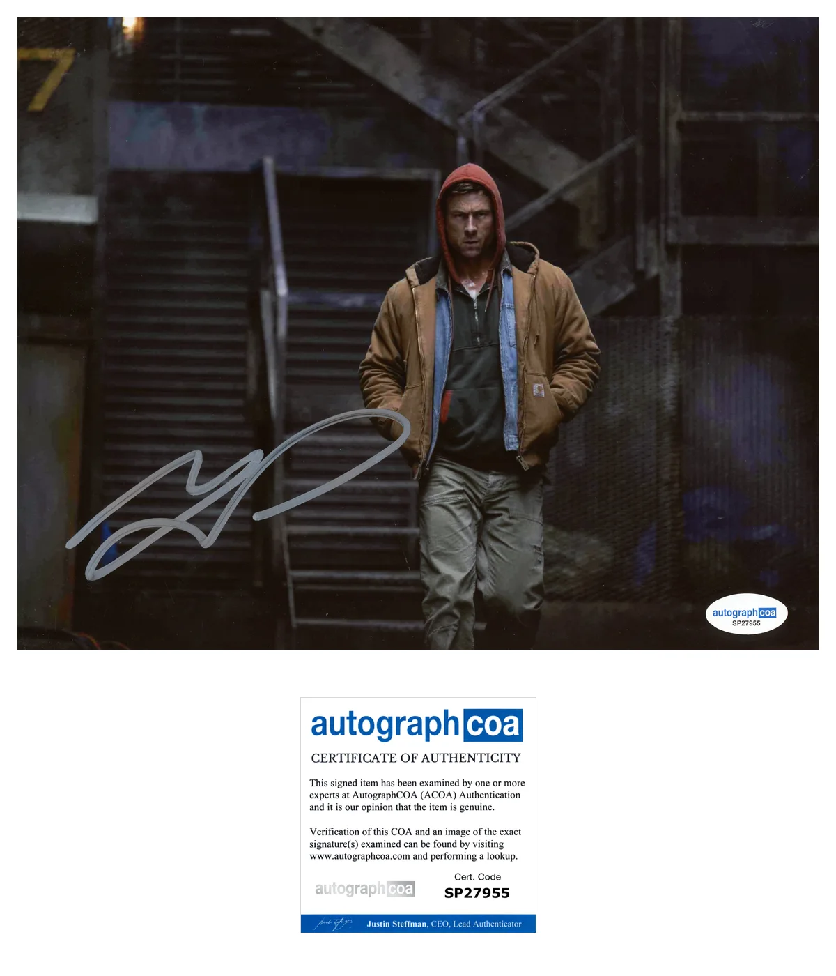 Glen Powell — Glen Powell 'The Running Man’ Signed Autograph 8x10 Photo 'Ben Richards' ACOA