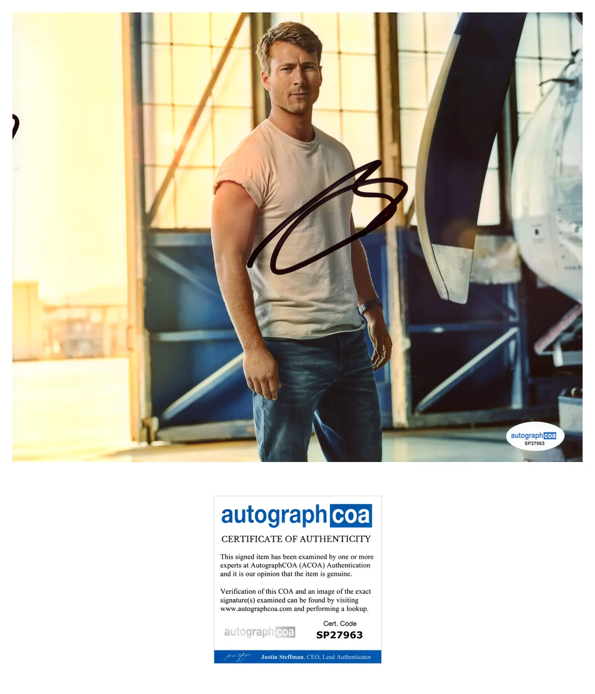 Glen Powell — Glen Powell ‘Top Gun: Maverick’ Signed Autographed ‘Hangman' 8x10 Photo ACOA