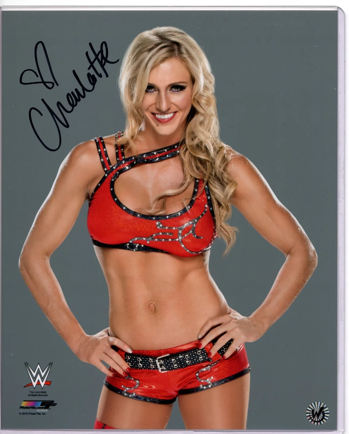 Charlotte Flair — Charlotte Flair WWE - Authentic Autograph w/ Wizard Holographic Sticker