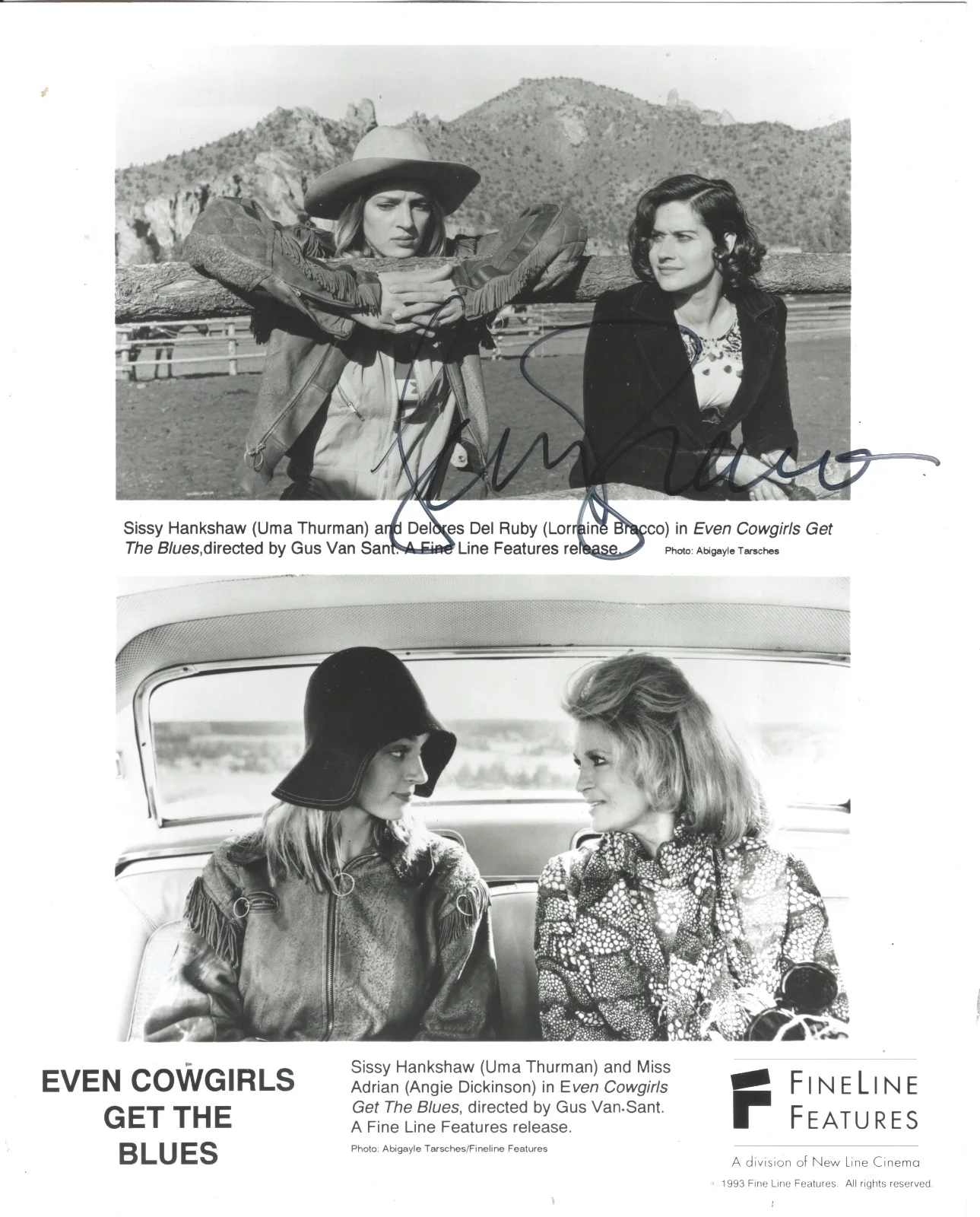 Lorraine Bracco — Lorraine Bracco signed Cowgirls Get The Blues 8x10 Original B&W Photo Goodfellas