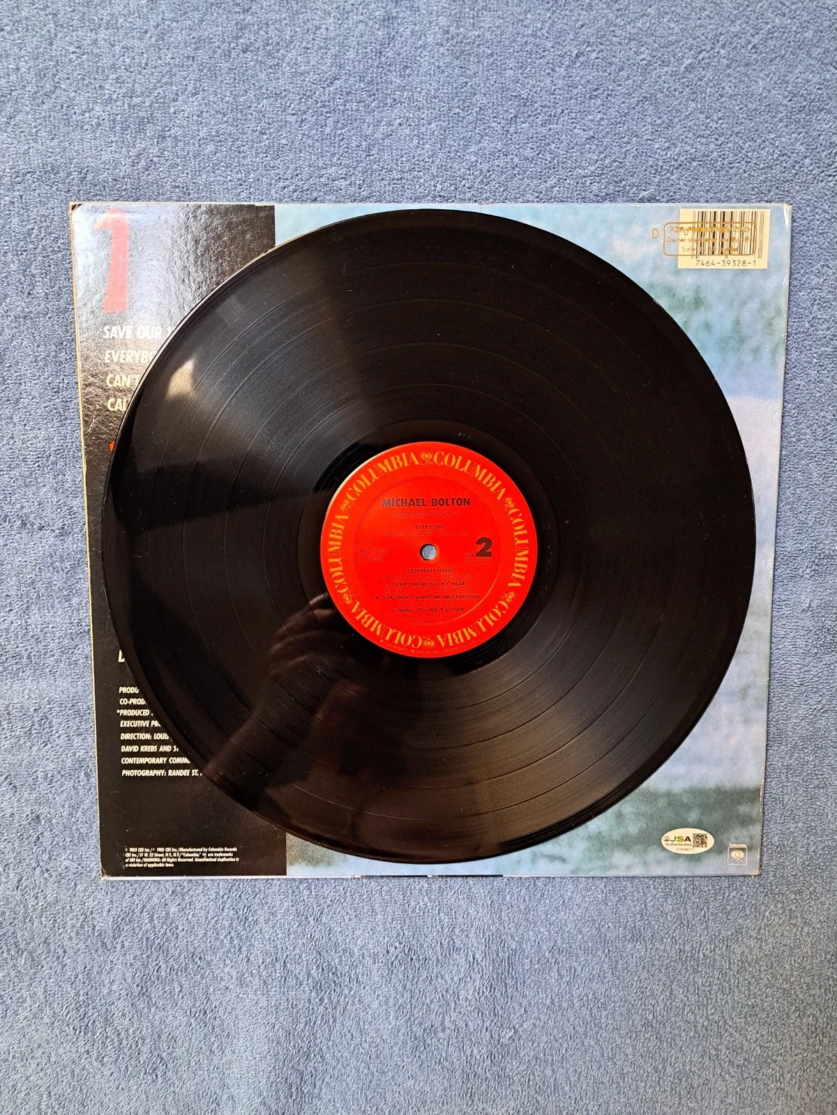 MICHAEL BOLTON SIGNED EVERYBODY'S CRAZY LP VINYL ALBUM JSA COA, изображение 5