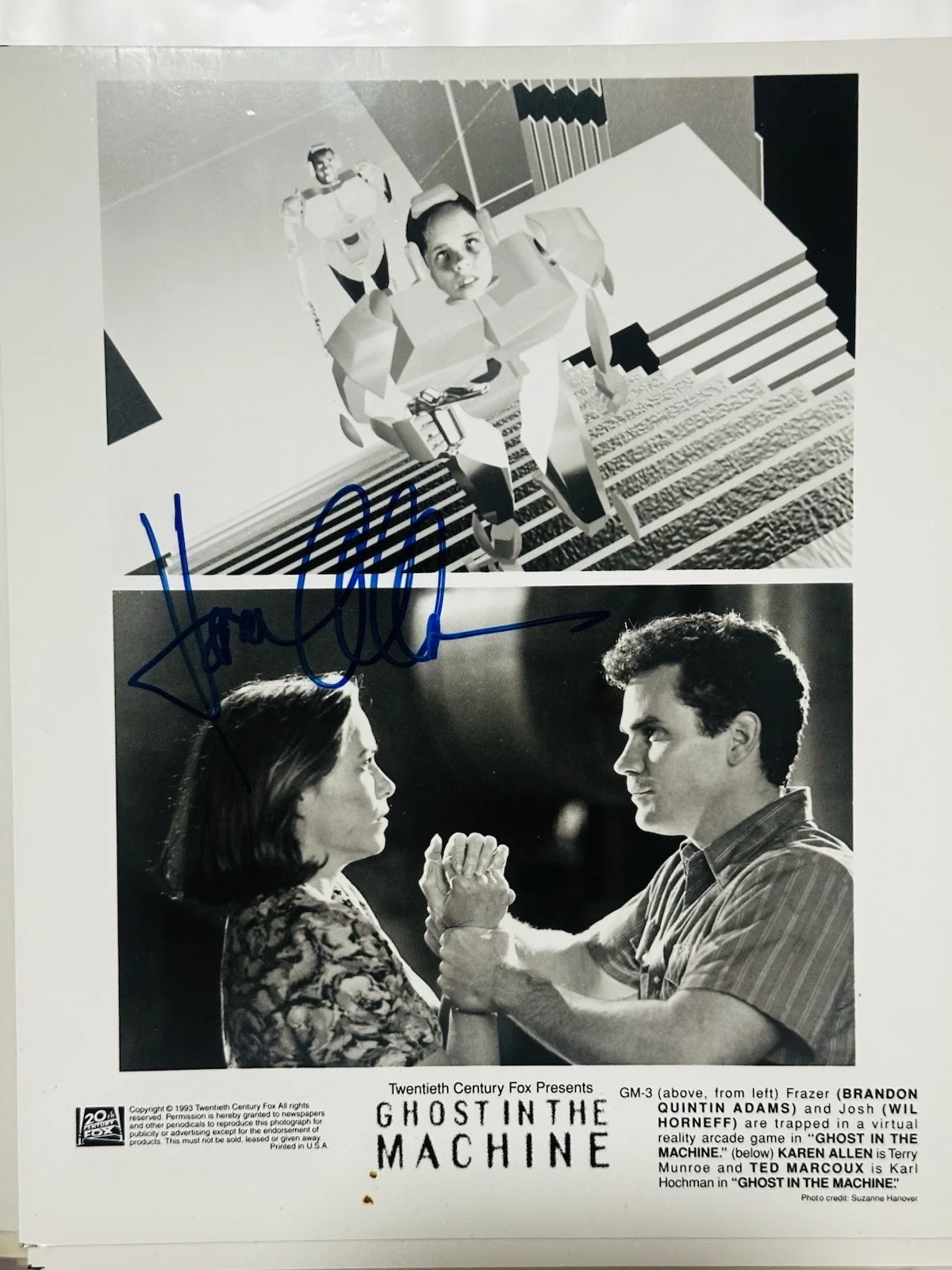 Karen Allen — Karen Allen Signed Ghost In Machine 8x10 Photo. Indiana Jones Raiders Lost Ark