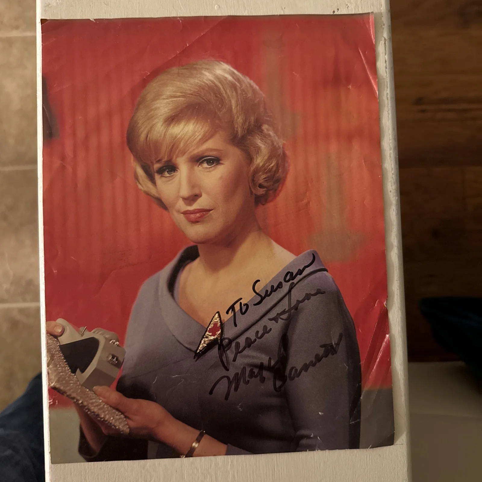 Majel Barrett — Majel Barrett as Nurse Chapel Signed 8x10 Handout Photo Star Trek TOS Inscribed