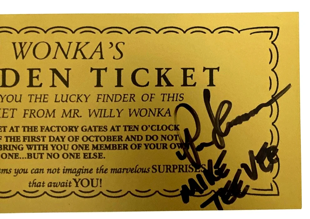 Paris Themmen — Hand Signed WILLY WONKA "Mike Teevee" PARIS THEMMEN Golden Ticket & 8x10" Photo, изображение 2