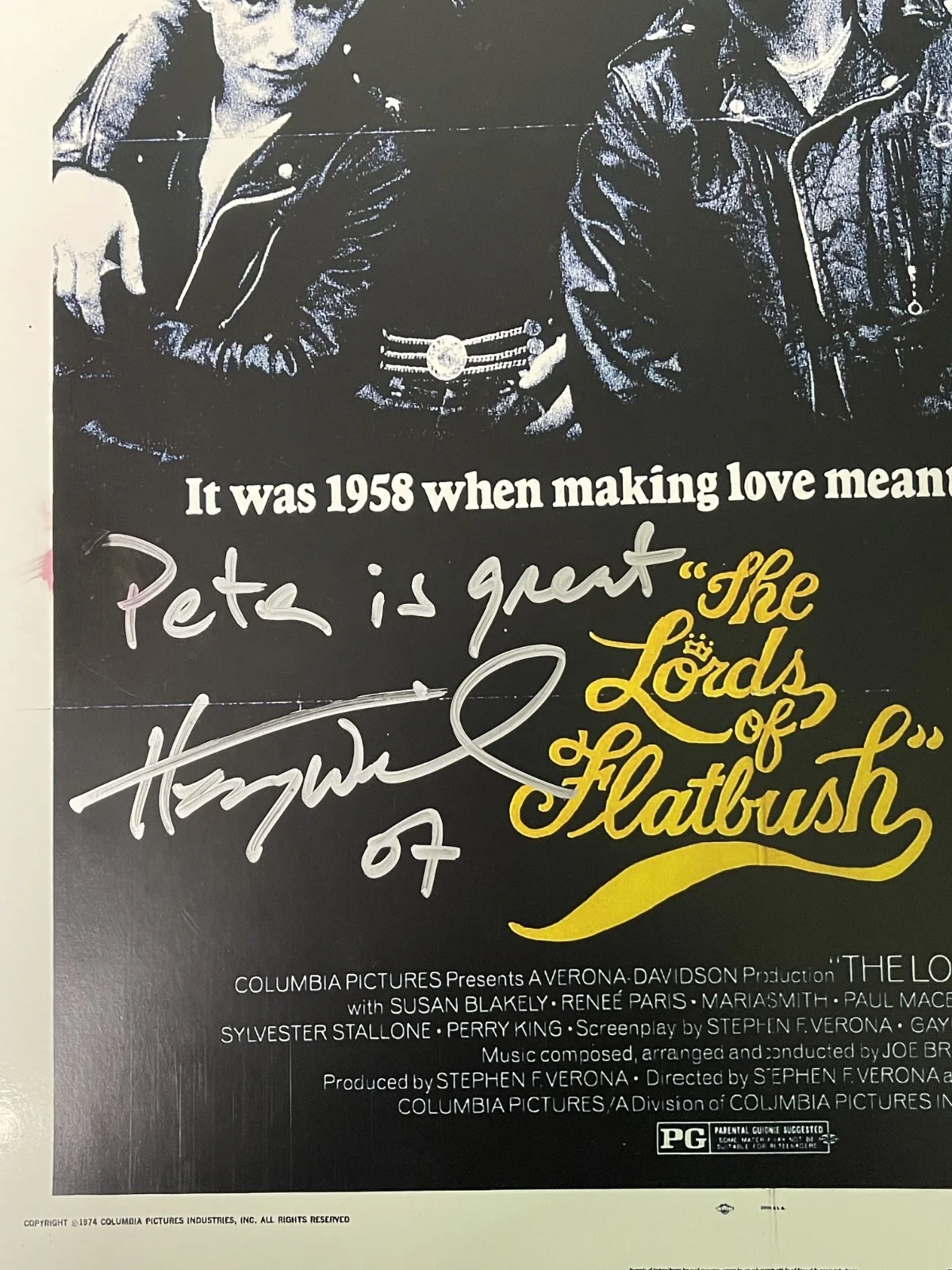 Henry Winkler — Henry Winkler Signed Autographed 11x17 The Lords of Flatbush Inscribed JSA COA, изображение 2