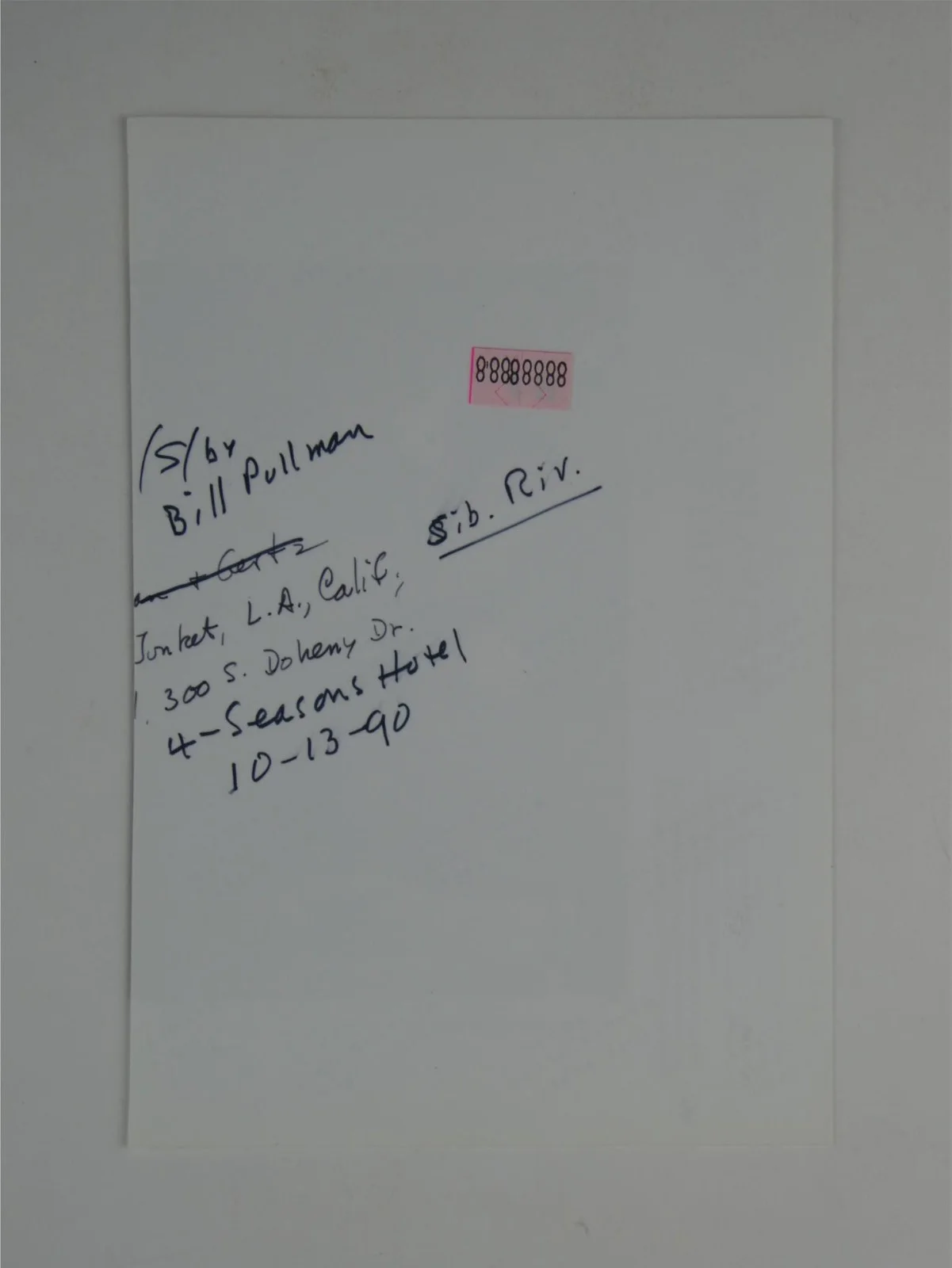 Bill Pullman — Bill Pullman Signed B&W 5.5x8 Promo Photo Sibling Rivalry Personalized To Doug, image 3