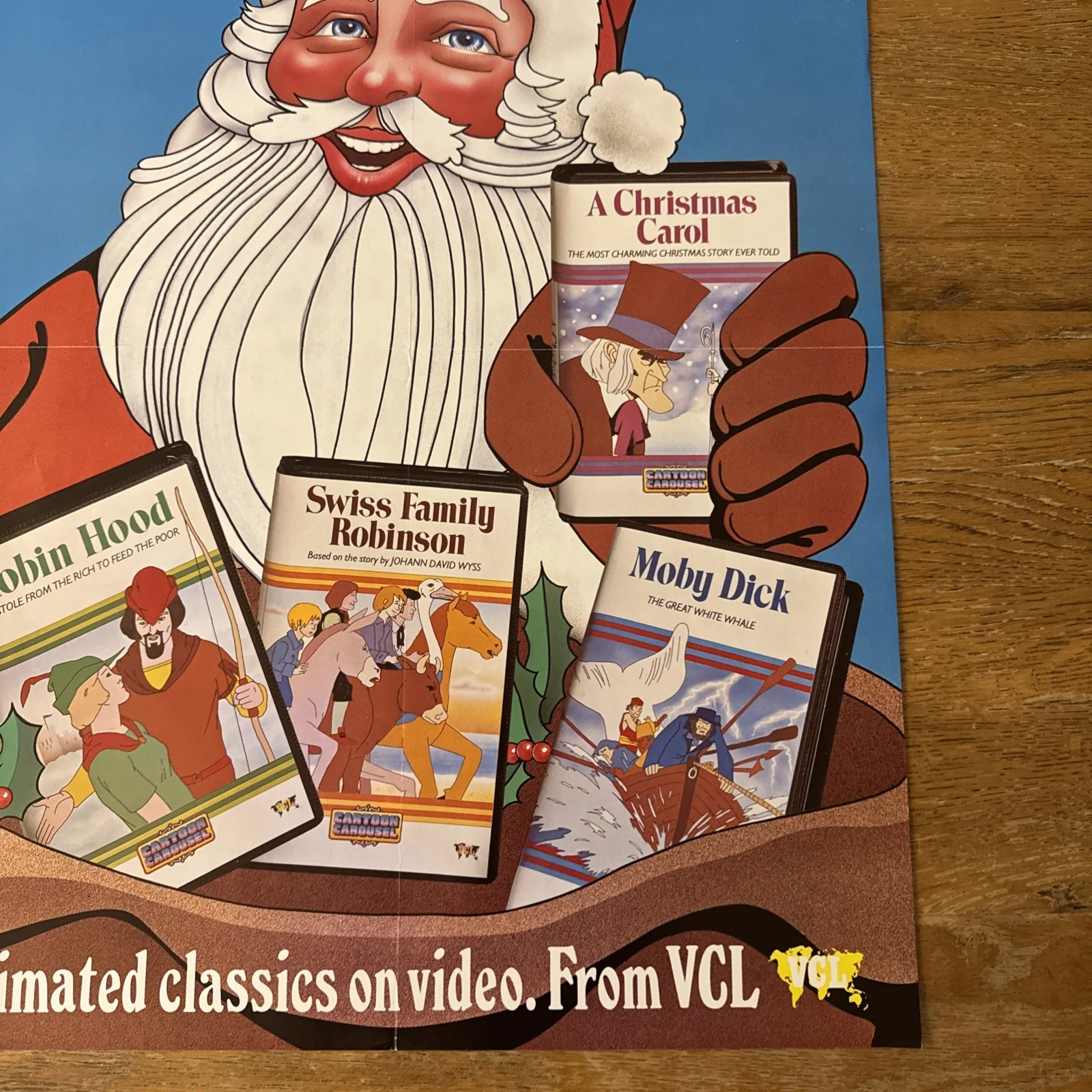 Rare VCL Moby Dick Robin Hood Swiss Family Original Video Shop VHS Poster, изображение 4