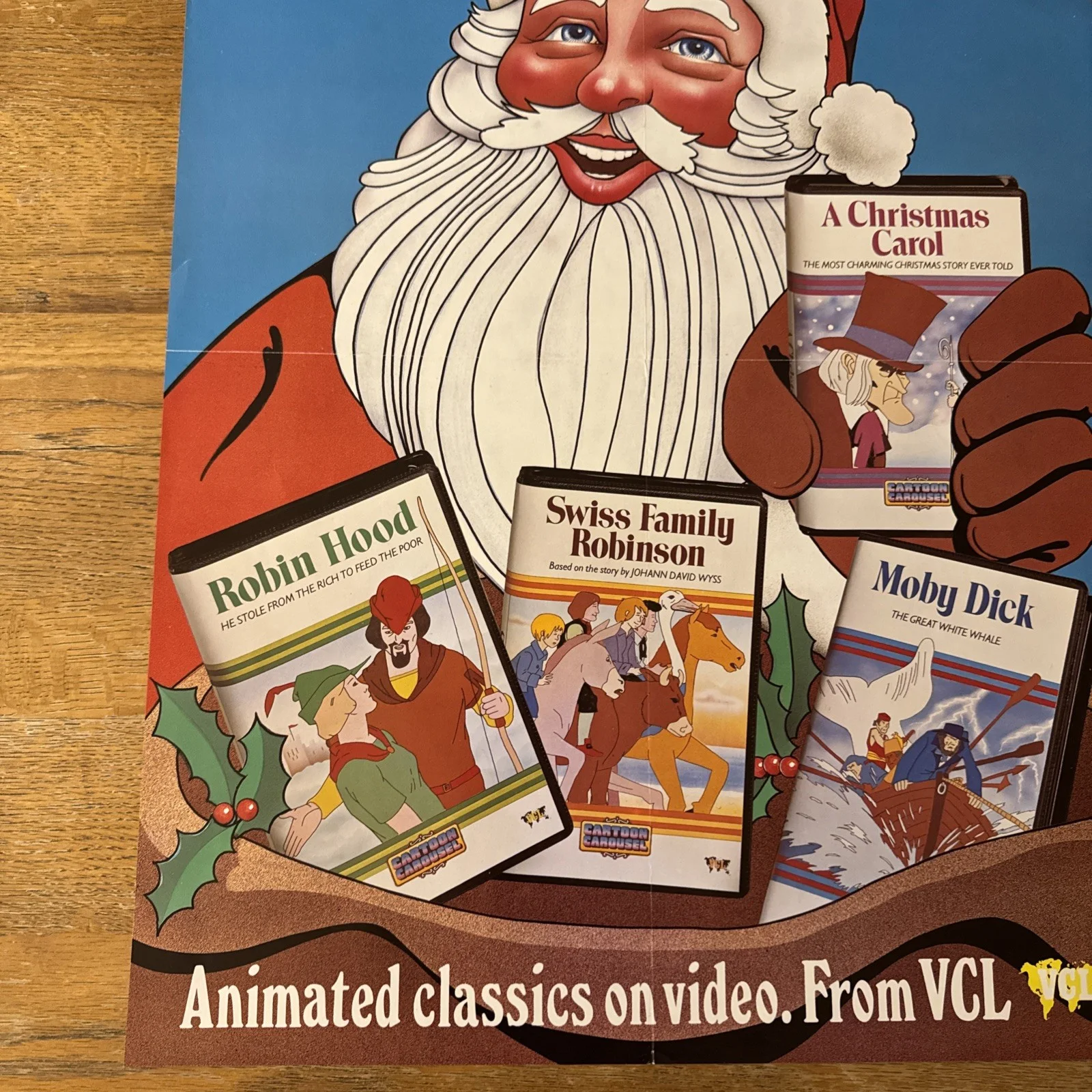 Rare VCL Moby Dick Robin Hood Swiss Family Original Video Shop VHS Poster, изображение 5