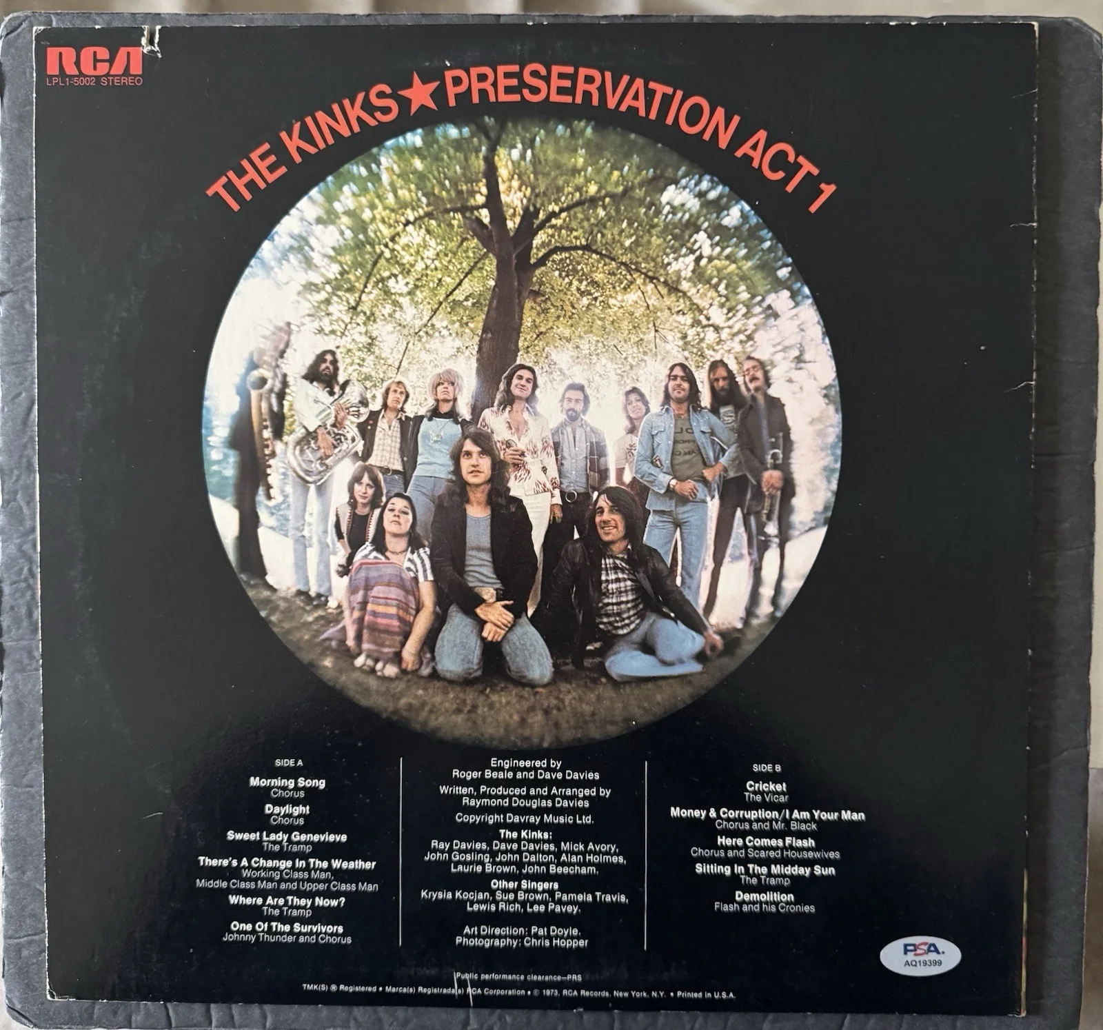THE KINKS SIGNED VINYL DAVE DAVIES AUTOGRAPH LP PSA/DNA COA PRESERVATION ACT 1, изображение 2