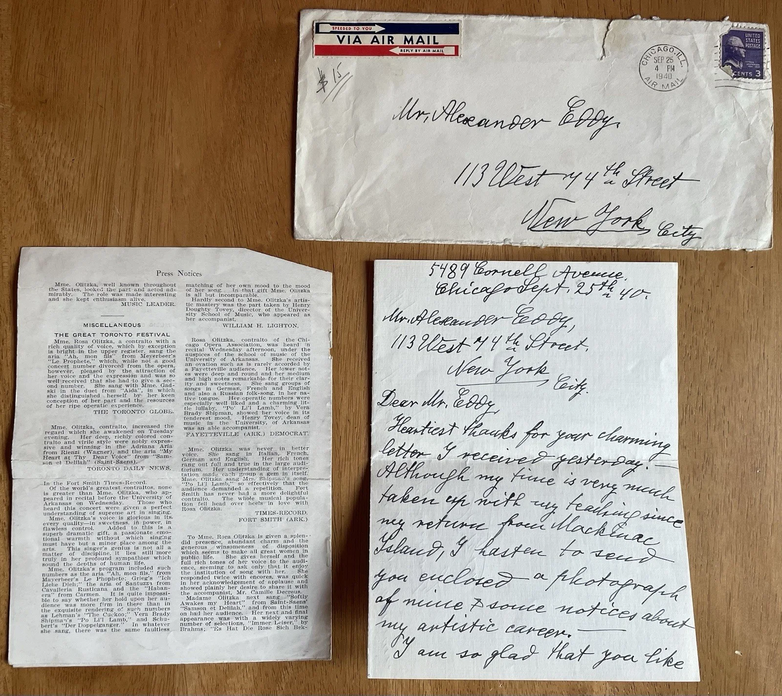German Opera Singer Rosa Olitzka Autograph Letter (Good Content), image 4