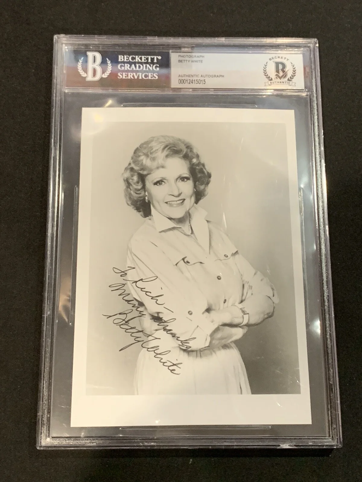 Betty Wihite — BETTY WHITE Autograph BGS Beckett Grading Authentic 4.75 x 7” Photo Slab Auto