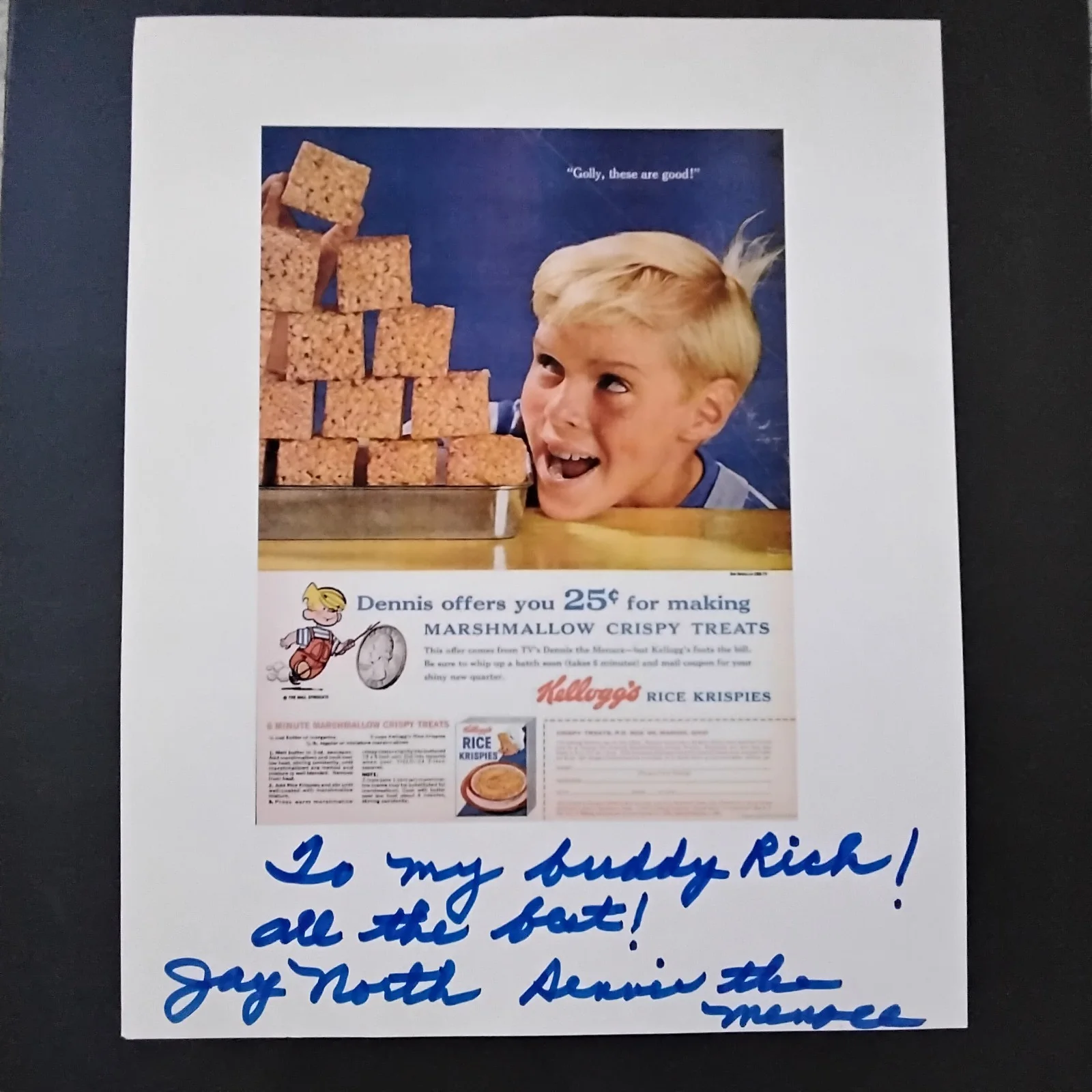 Jay North SIGNED Paper TV Movie Child Actor Dennis the Menance Maya Bamm Bamm, изображение 2