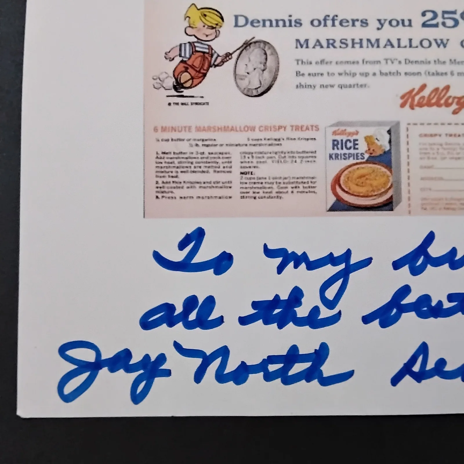 Jay North SIGNED Paper TV Movie Child Actor Dennis the Menance Maya Bamm Bamm, изображение 4