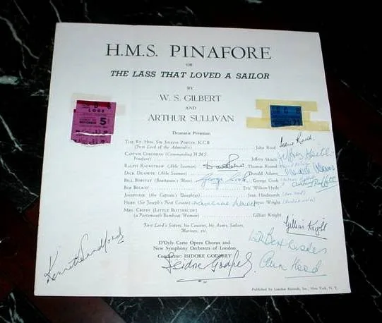 H.M.S. PINAFORE D'OYLY CARTE OPERA I. GODFREY LP BOX - Autographs Letters Extras, изображение 2