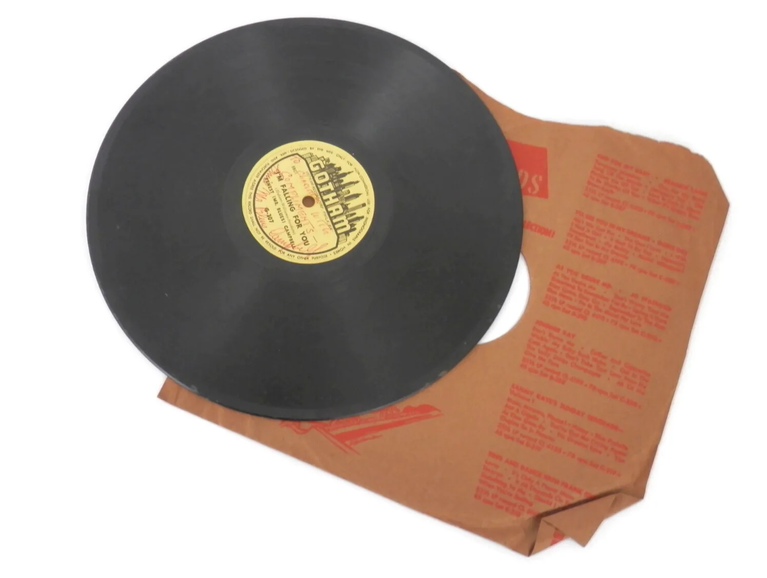 RARE signed Ernest Mr Blues Campbell 78 Record I'm Falling for You Gotham G-307, изображение 2