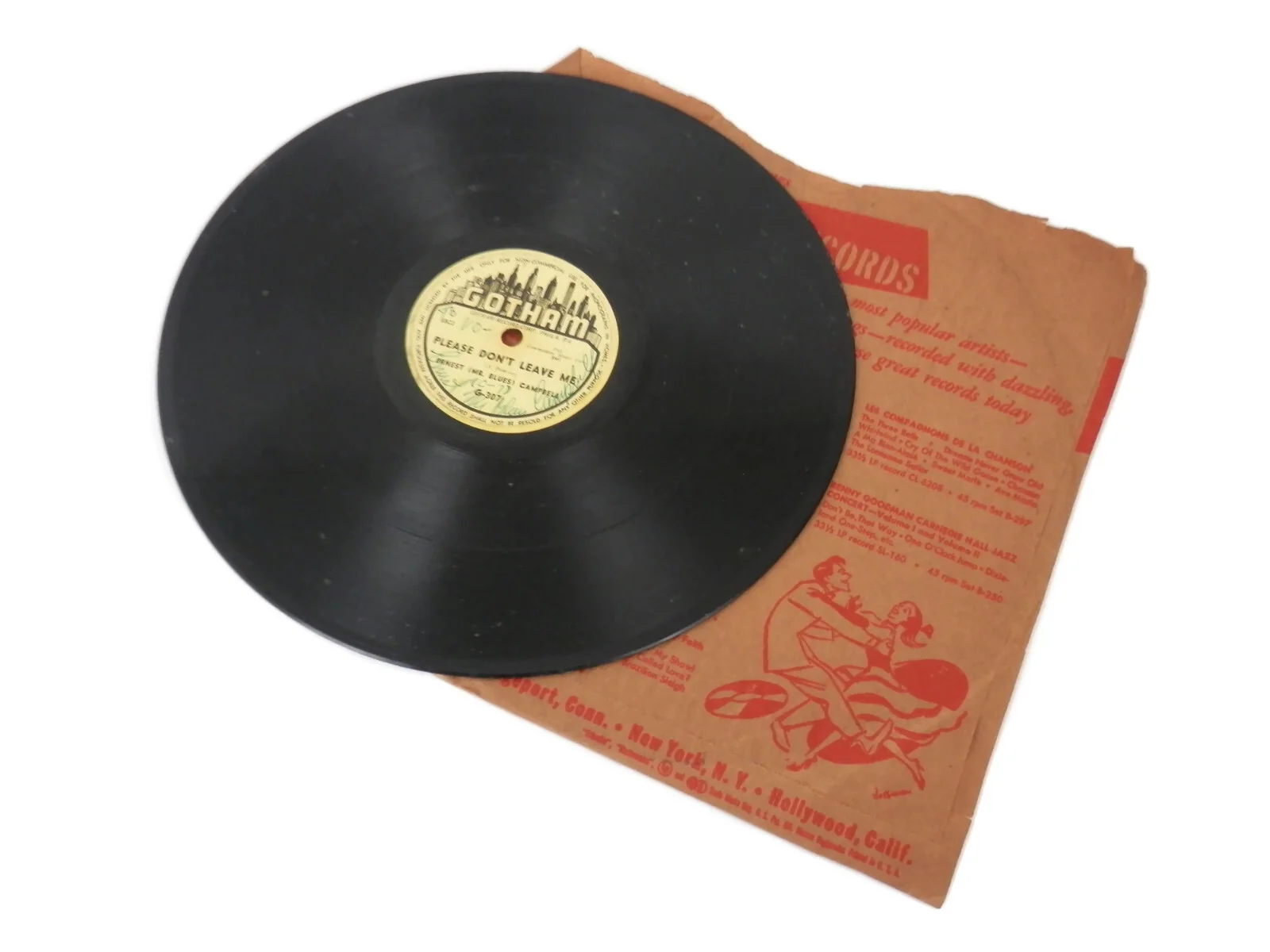 RARE signed Ernest Mr Blues Campbell 78 Record I'm Falling for You Gotham G-307, изображение 5