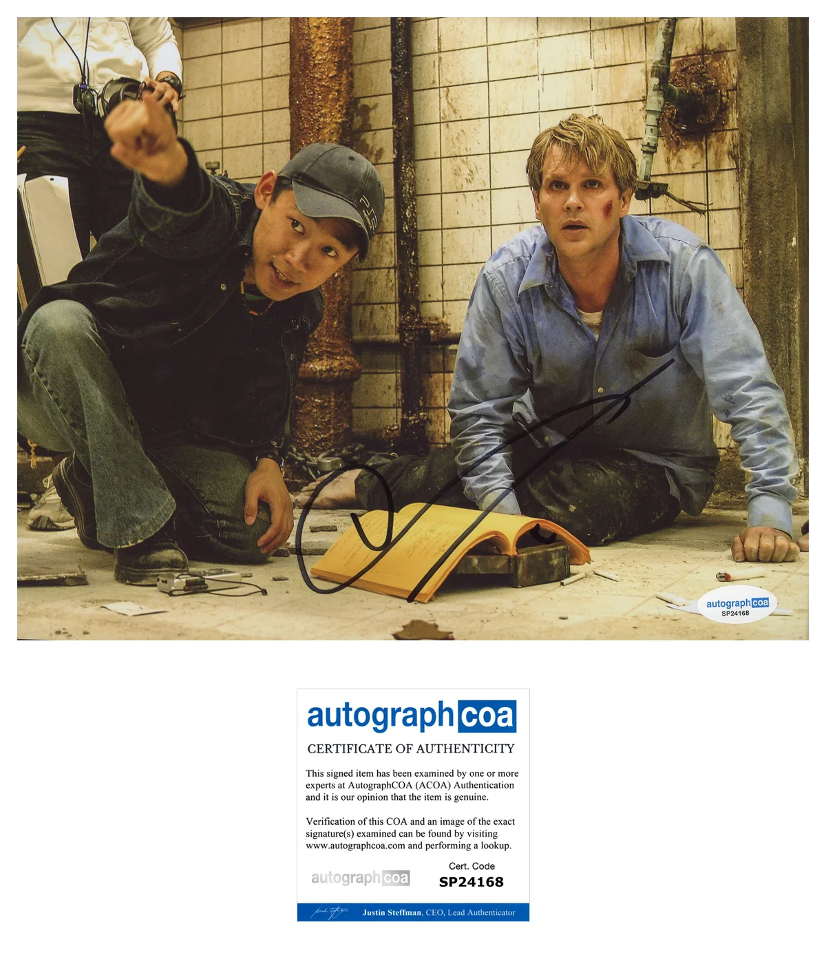 Cary Elwes — Cary Elwes Signed Autographed SAW "DR GORDON" 8x10 Photo w/ James Wan ACOA