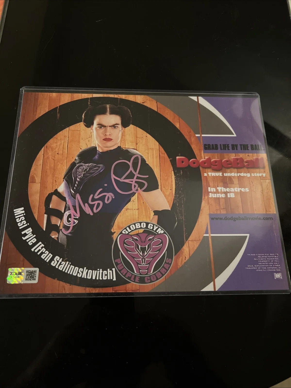 Missi Pyle — MISSI PYLE Autographed Color 8x10 Dodgeball w/Zobie COA
