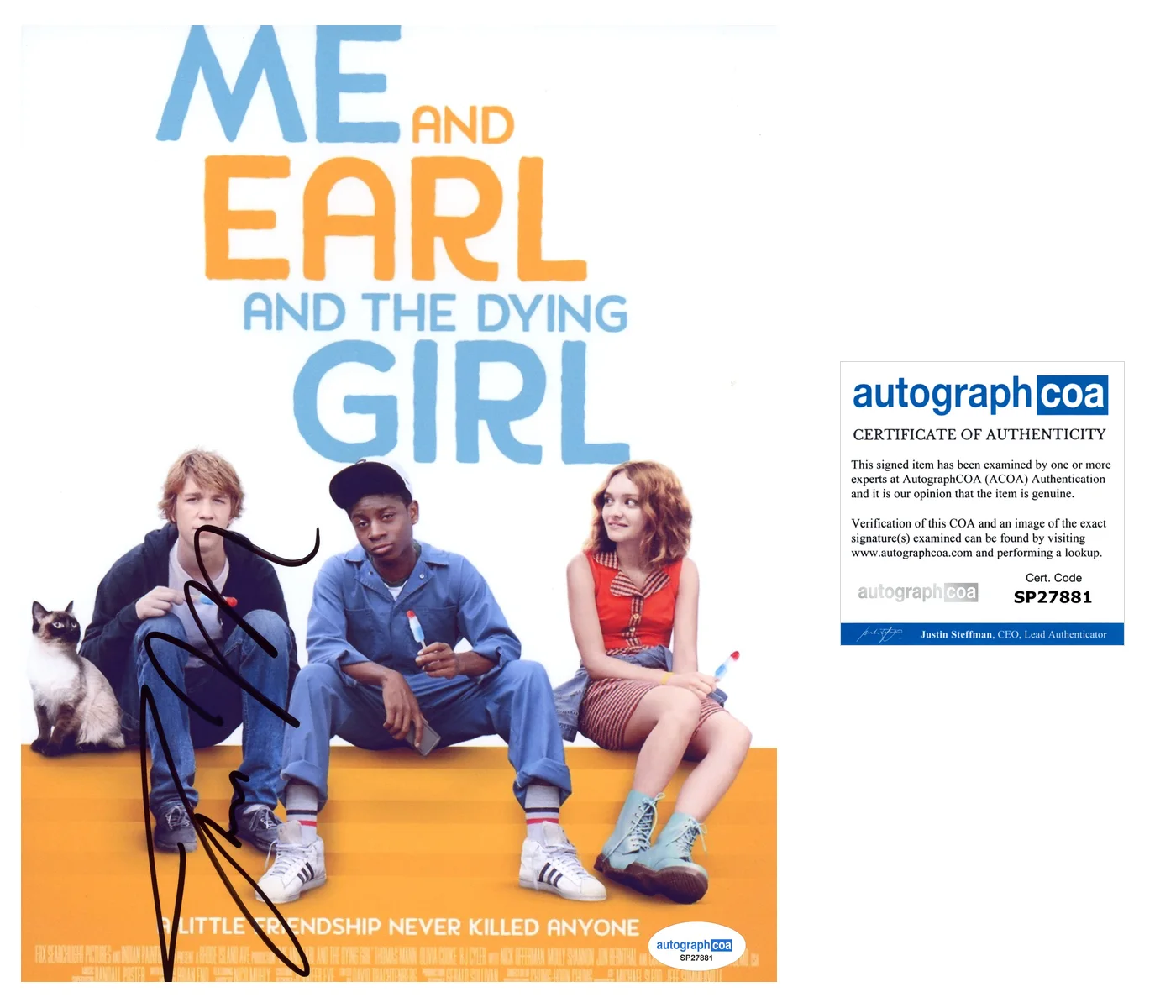 Thomas Mann — Thomas Mann ‘Me And Earl And The Dying Girl’ Signed 8x10 Photo 'Greg' ACOA