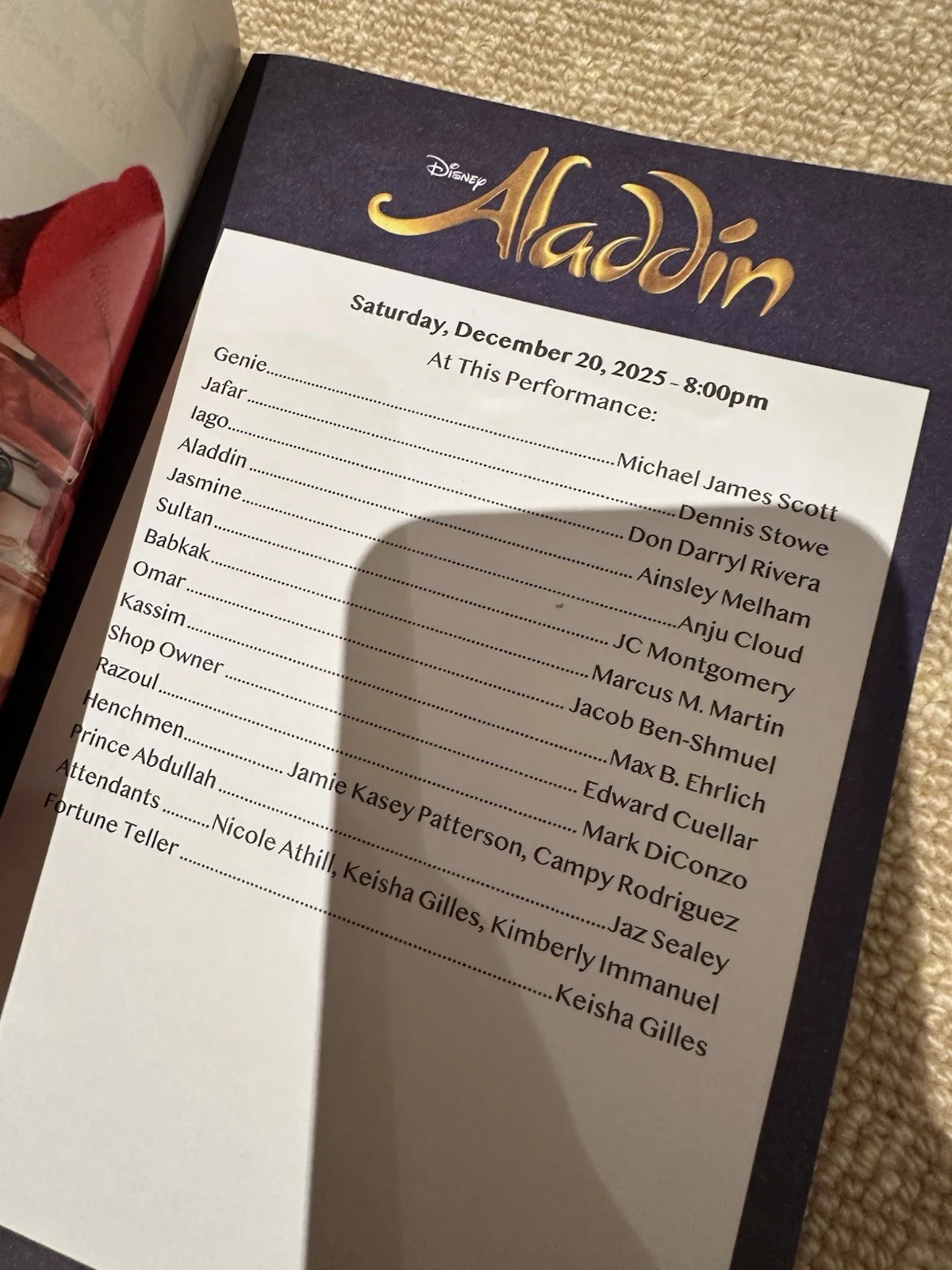 Aladdin Broadway Musical Signed New 2025 Cover Ainsley Melham, изображение 2
