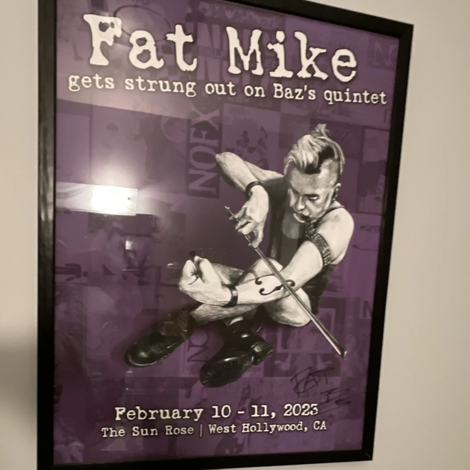 Fat Mike Baz's Quintet Autographed Poster Feb 10-11 2023 Sun Rose West Hollywood, изображение 2