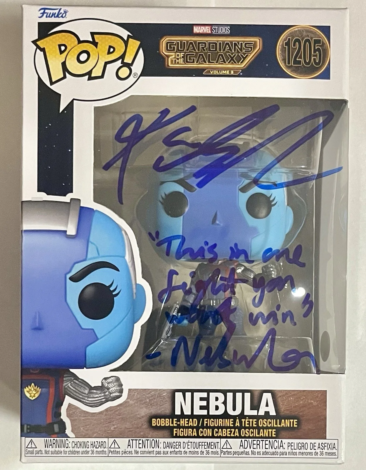 Karen Gillan — Karen Gillan Signed Funko Pop #1205 "Nebula" (GOTG) w/quote & character - JSA