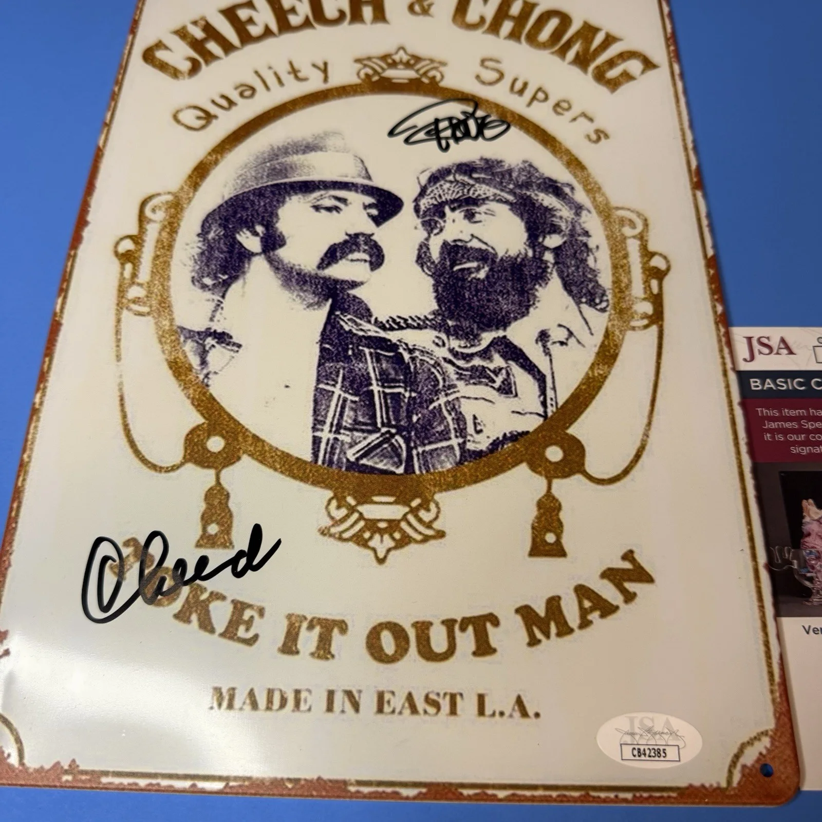 Cheech Marin, Tommy Chong — Cheech And Chong Signed Up In Smoke Metal Sign Autographed Comedians Smoking, image 2