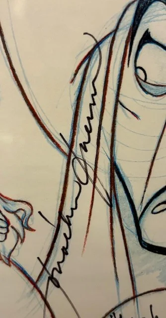 PAT CARROLL - J. FREEMAN - L. BLISS - M. SEPPALA — DISNEY VILLAINS ORIGINAL SKETCH AUTOGRAPHED by Voice Actors "NOT A PARK SKETCH", изображение 4