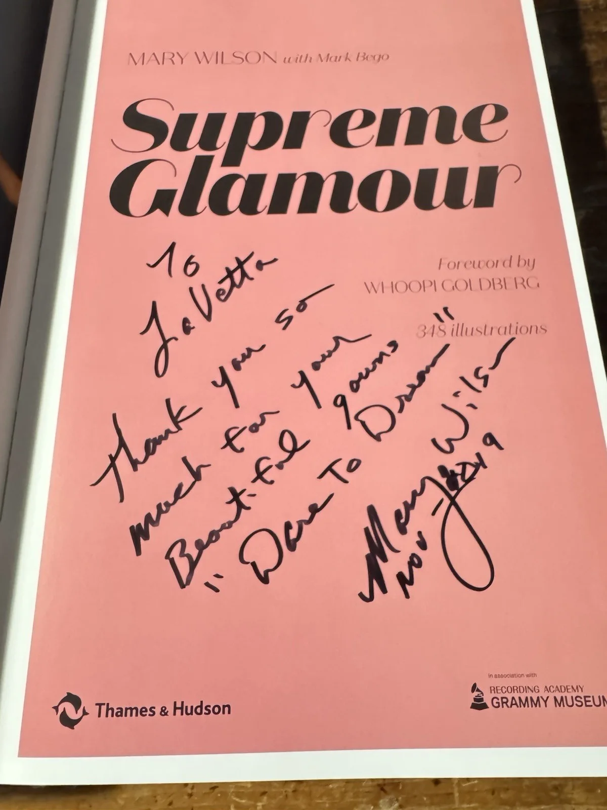 SIGNED Supreme Glamour by MARY WILSON Personalized To LA VETTA Featured Designer, image 2