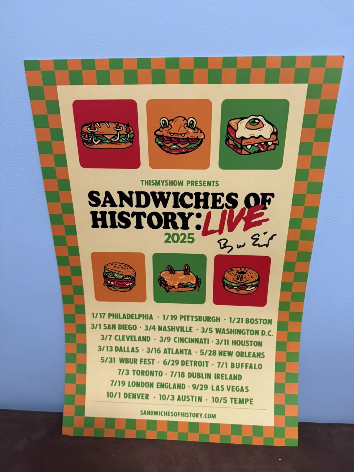 Sandwiches of History 2025 Signed Tour Poster Designed By Young & Sick, image 2