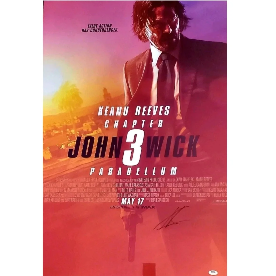 Keanu Reeves — John Wick Parabellum Keanu Reeves Signed Autograph 2' x 3' LARGE POSTER PSA