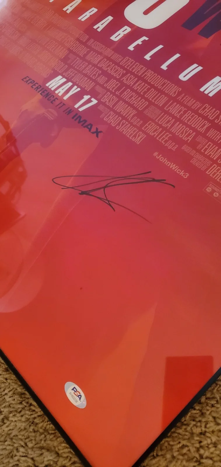 Keanu Reeves — John Wick Parabellum Keanu Reeves Signed Autograph 2' x 3' LARGE POSTER PSA, image 3