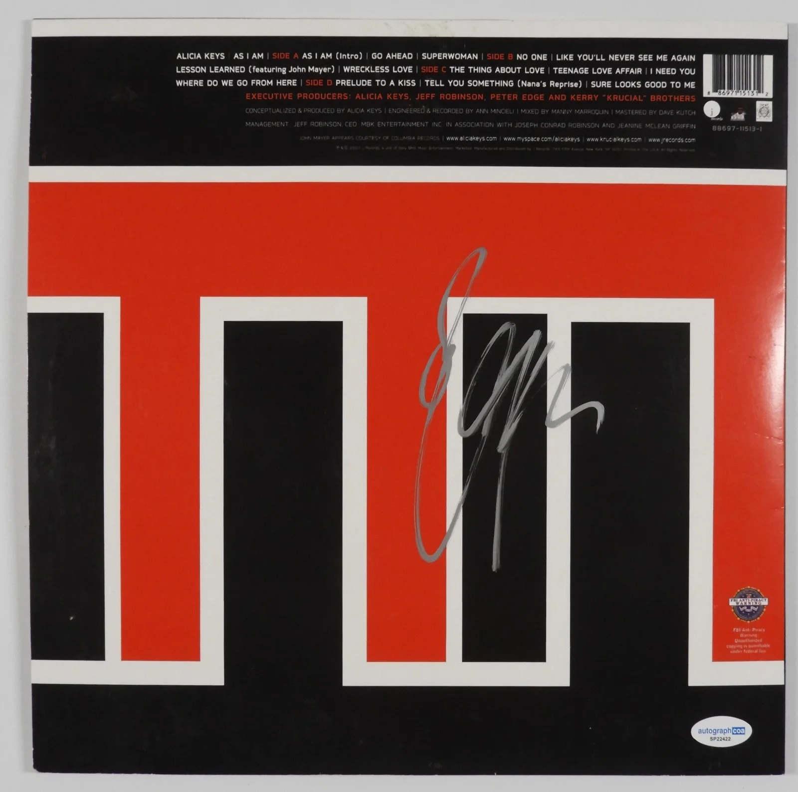 Alicia Keys JSA Signed Autograph Album Record Vinyl As I Am, image 3