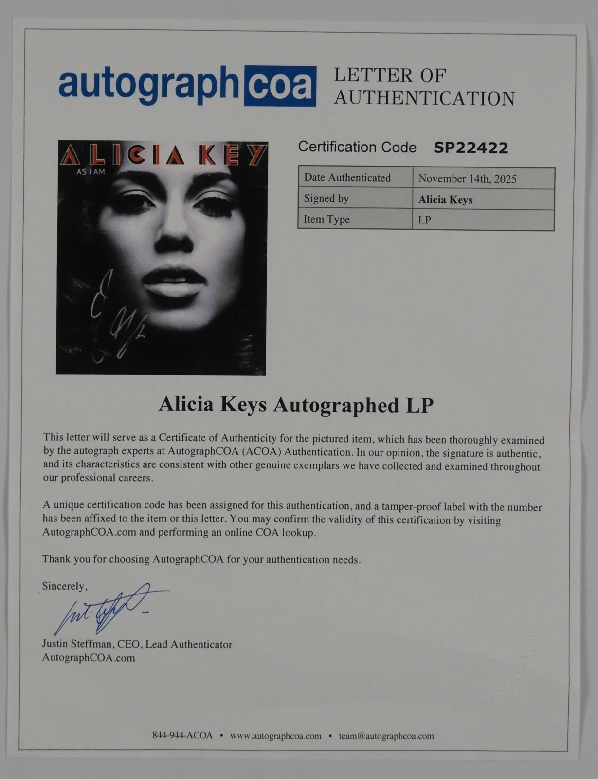 Alicia Keys JSA Signed Autograph Album Record Vinyl As I Am, image 5