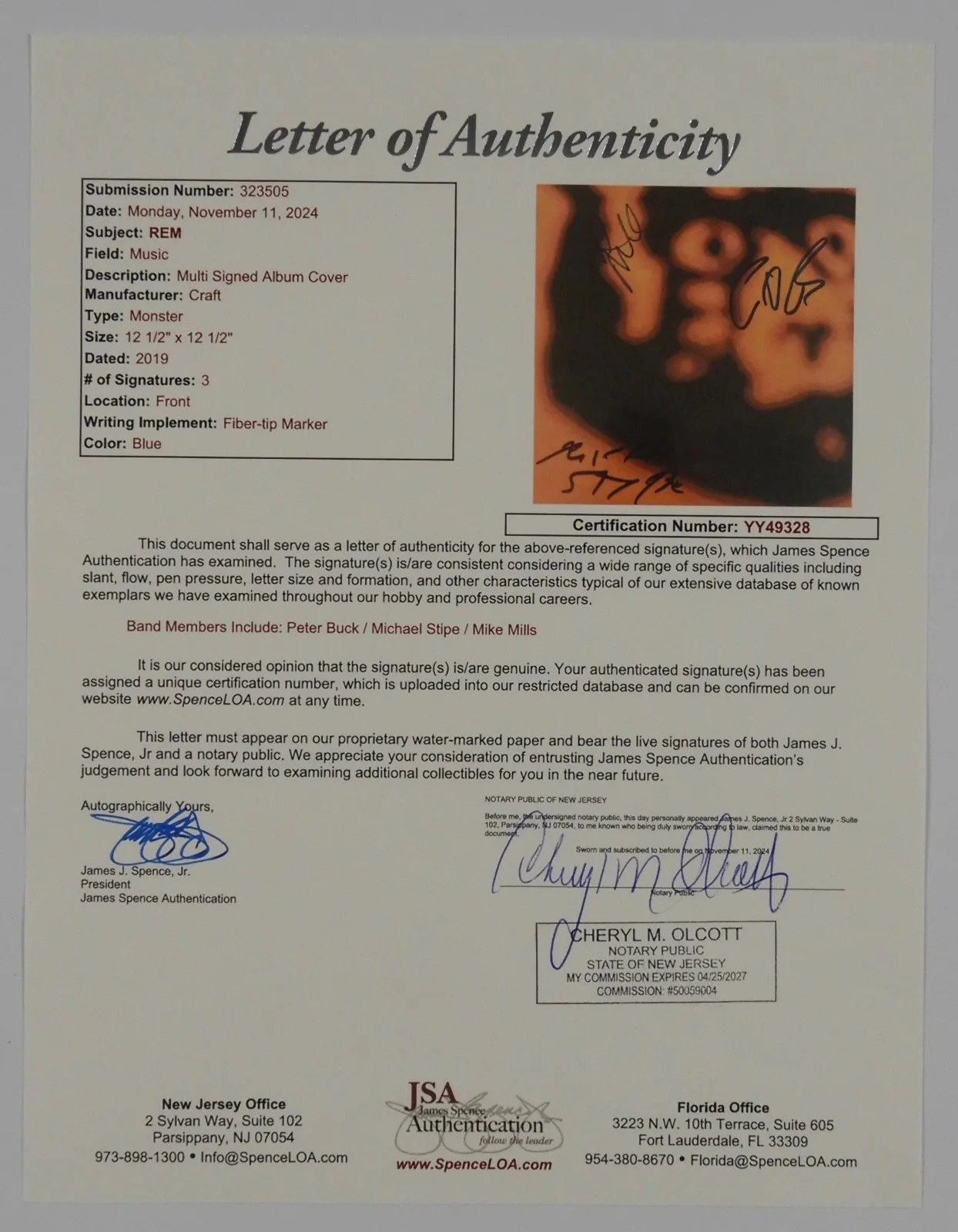 R.E.M. JSA Signed Autograph Record Album Vinyl Monster Michael Stipe + REM, image 5