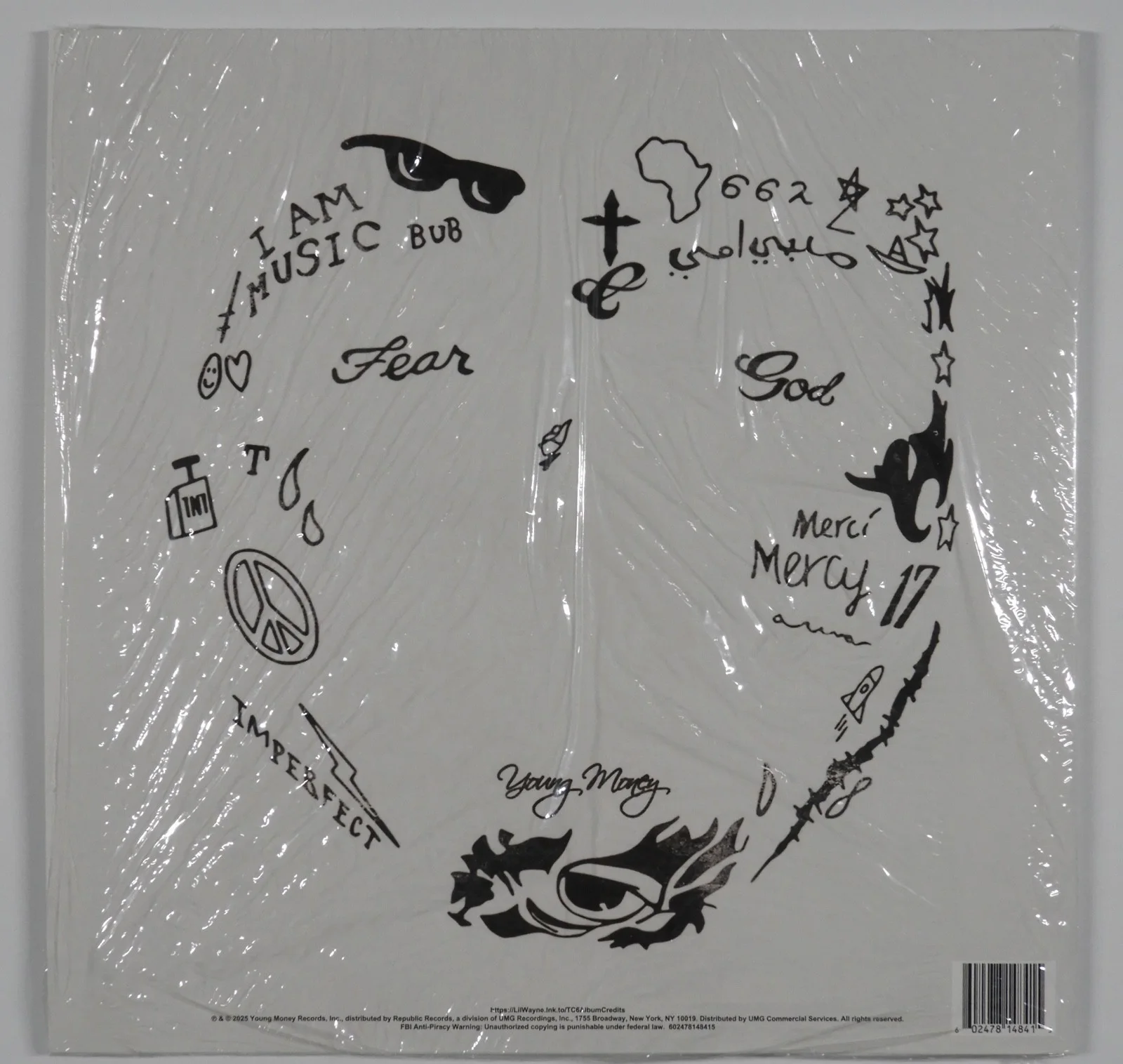 Lil Wayne w Autograph Signed 11" x 11" Insert Vinyl Record Album Tha Carter VI, изображение 3