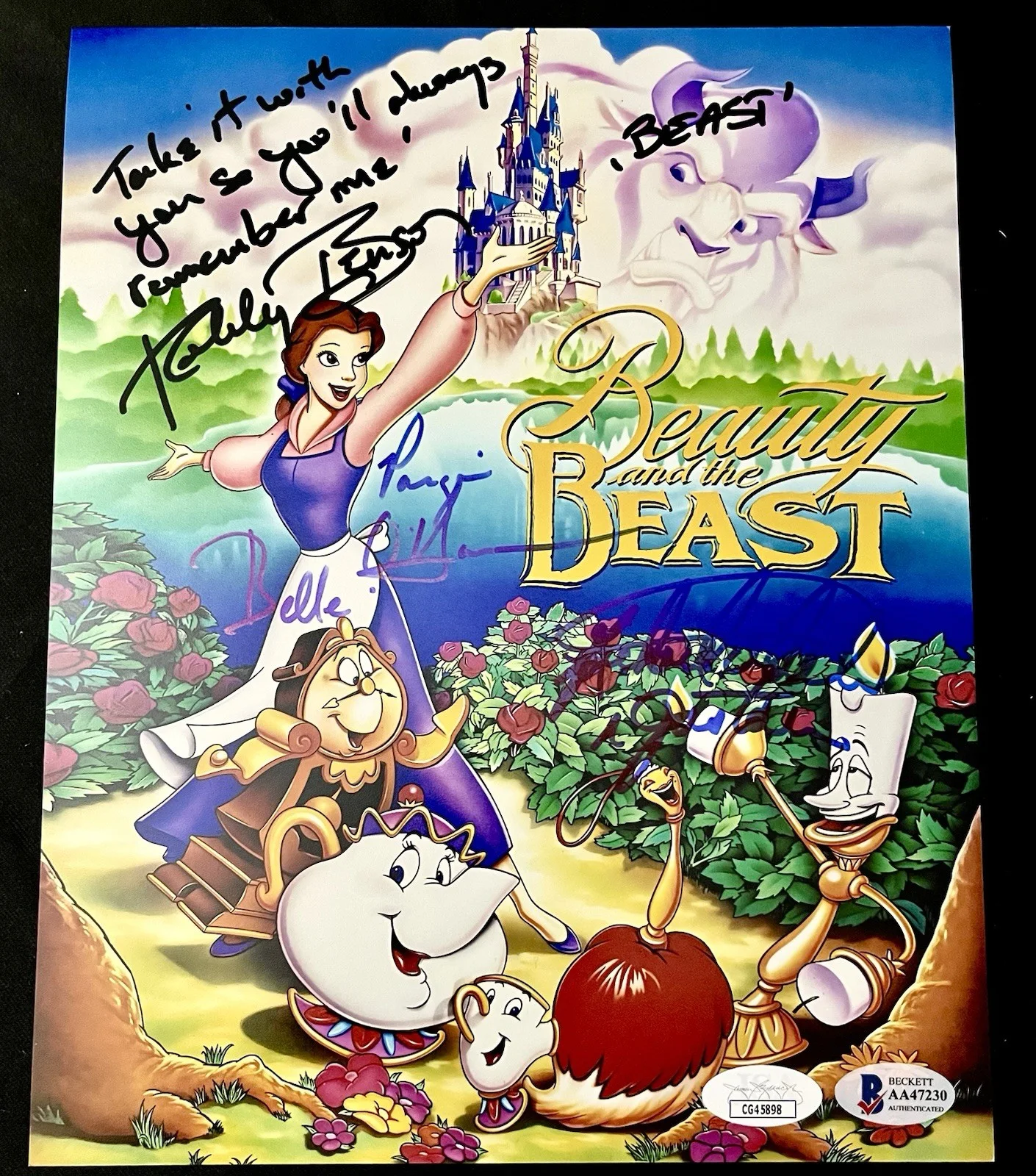 Robbie Benson Paige O’hara Richard White — Disney Beauty And the Beast Photo Cast x3 Signed BAS/JSA Benson O’Hara White