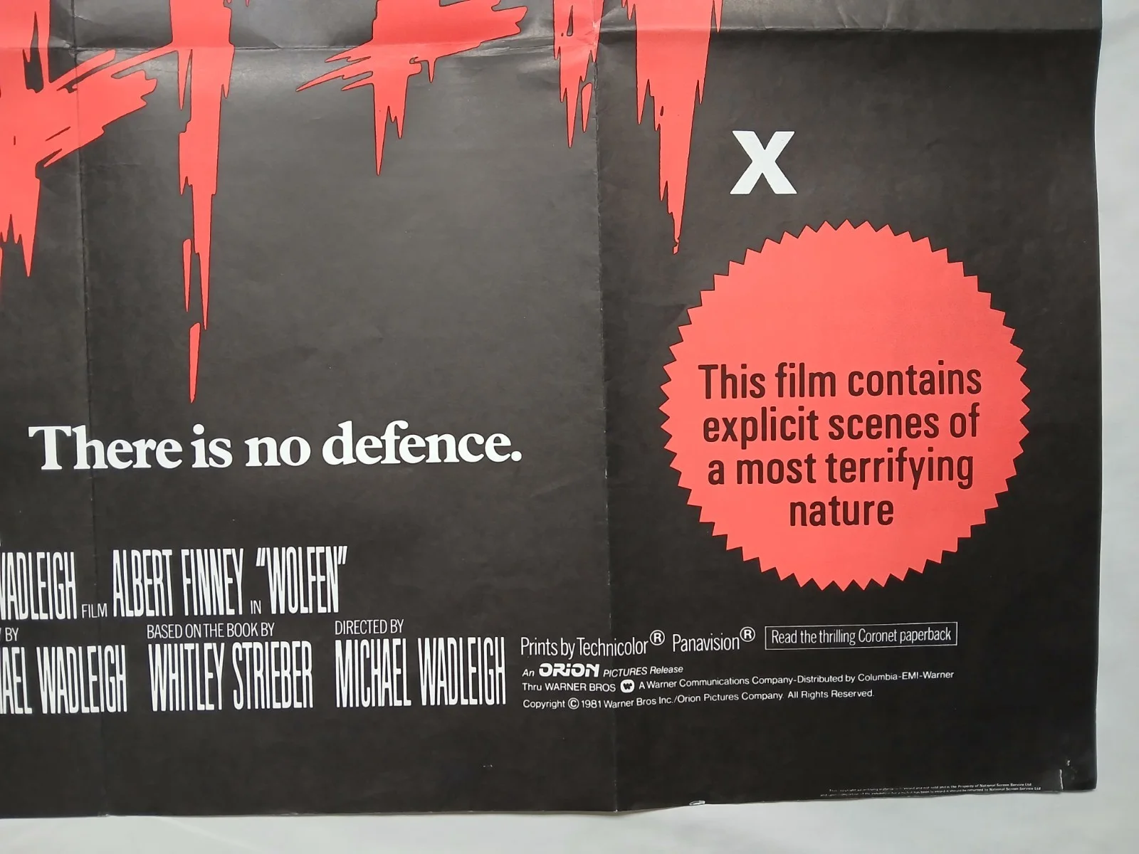 WOLFEN (1981) original UK quad poster - Werewolf horror - Albert Finney, image 5
