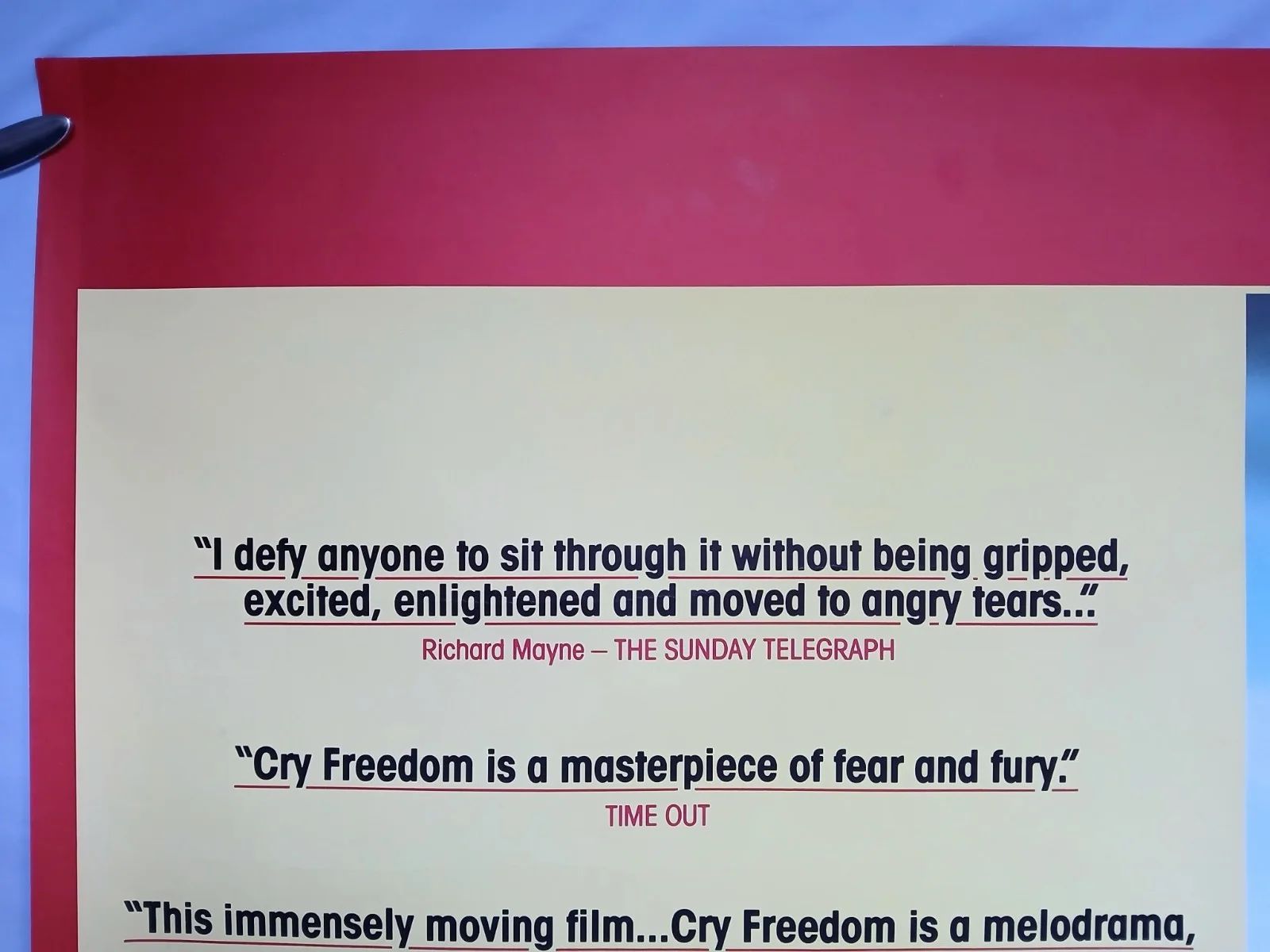 CRY FREEDOM (1987) rolled original quad poster - Kevin Kline, Denzel Washington, image 2