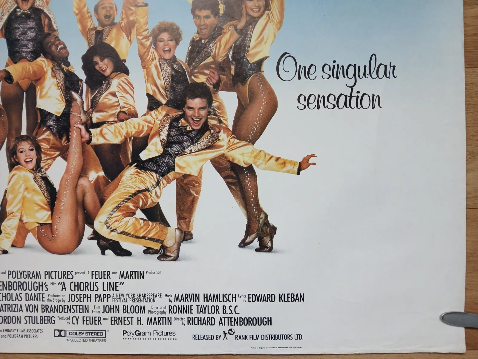 A CHORUS LINE (1985) rare rolled original UK quad poster - Michael Bennett, изображение 5