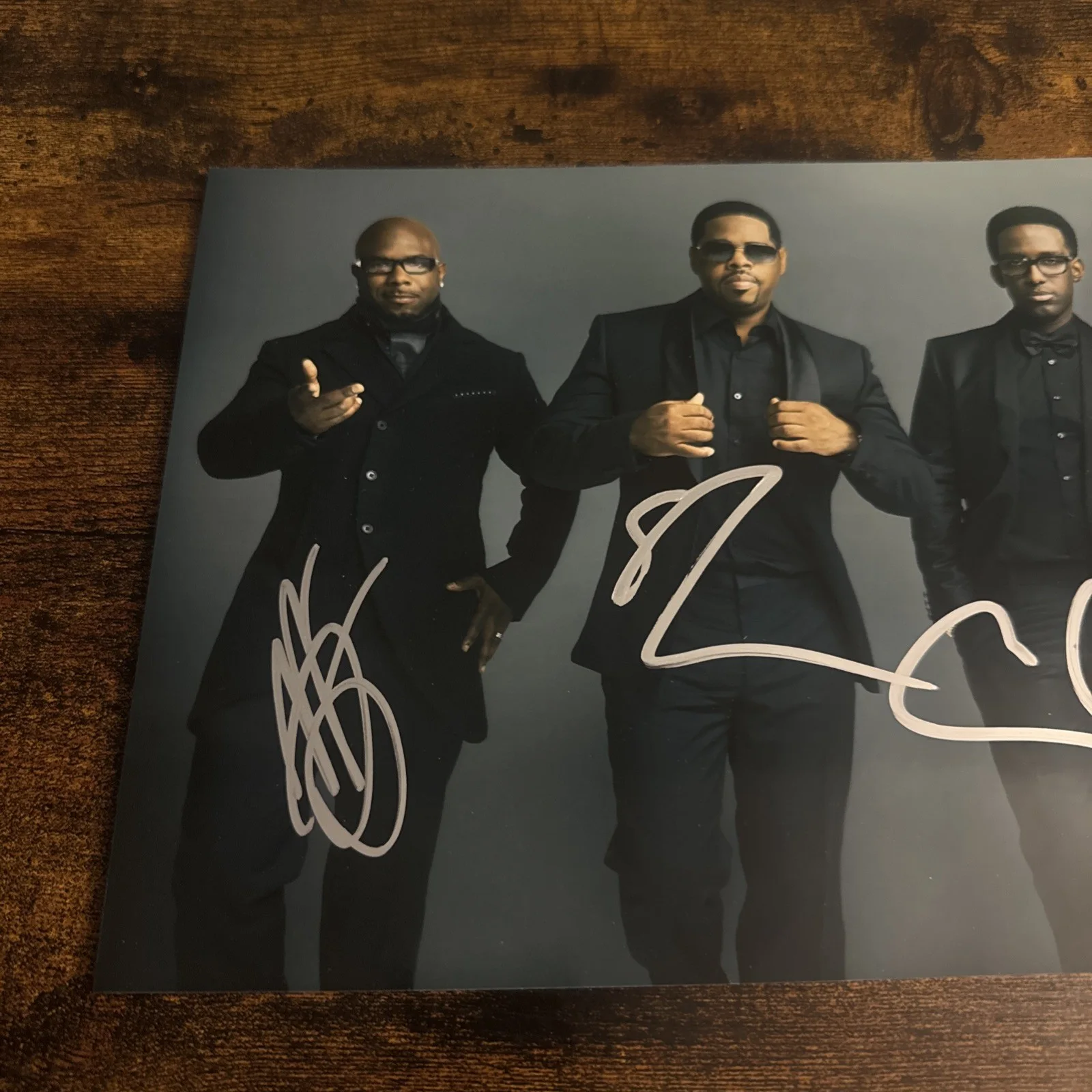 BOYZ II MEN SIGNED 8x10 Photo NATHAN & WANYA MORRIS + SHAWN STOCKMAN, изображение 2