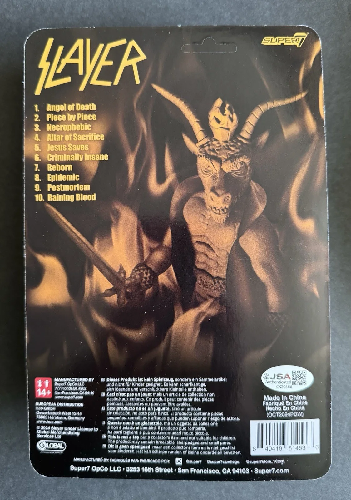 Kerry King SLAYER Signed Super 7 ReAction Figure JSA COA not PSA BAS Beckett, изображение 2
